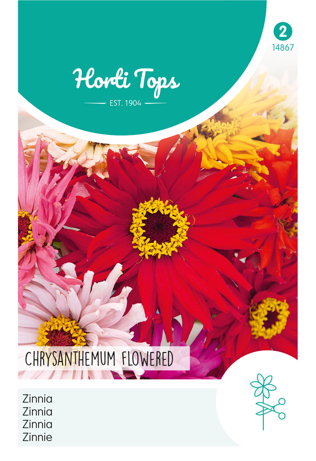 Horti Tops Zinnie Elegans Gefefüllte Chrysanthemumblütig Mischung