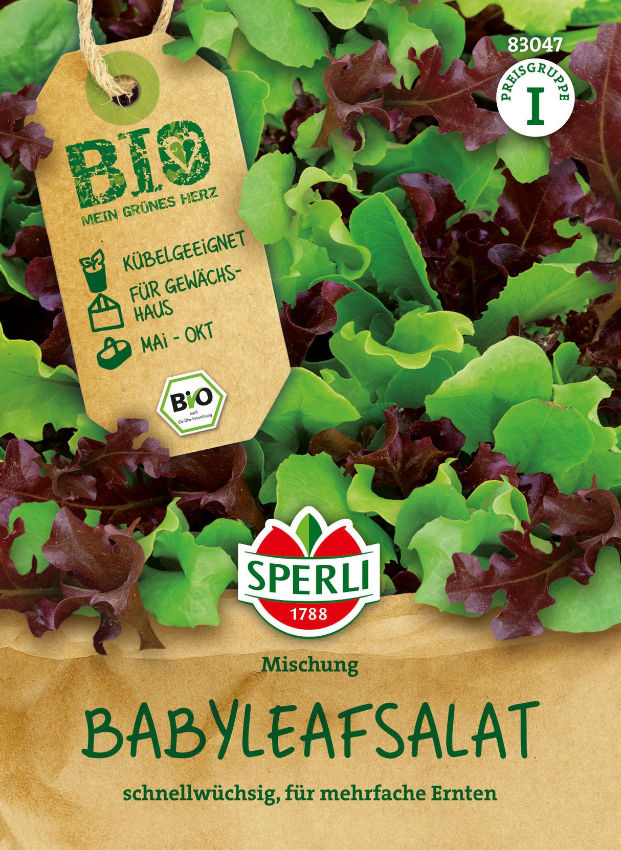 SPERLI BIO Pflück- & Schnittsalat Red salad bowl, Suzan, Marvel of Four Seasons, Little Leprechaun