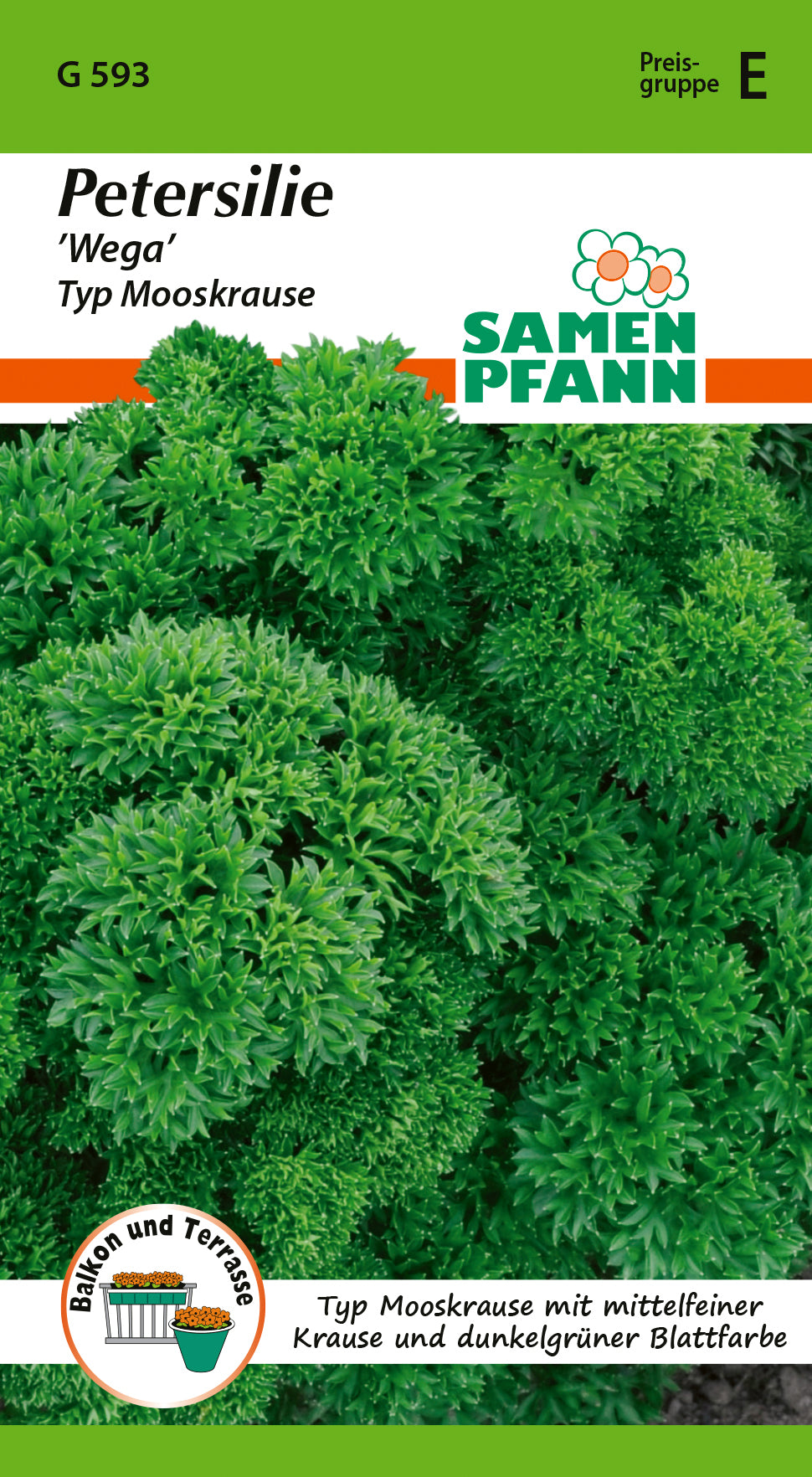 Samen Pfann Petersilie Wega Typ Mooskrause