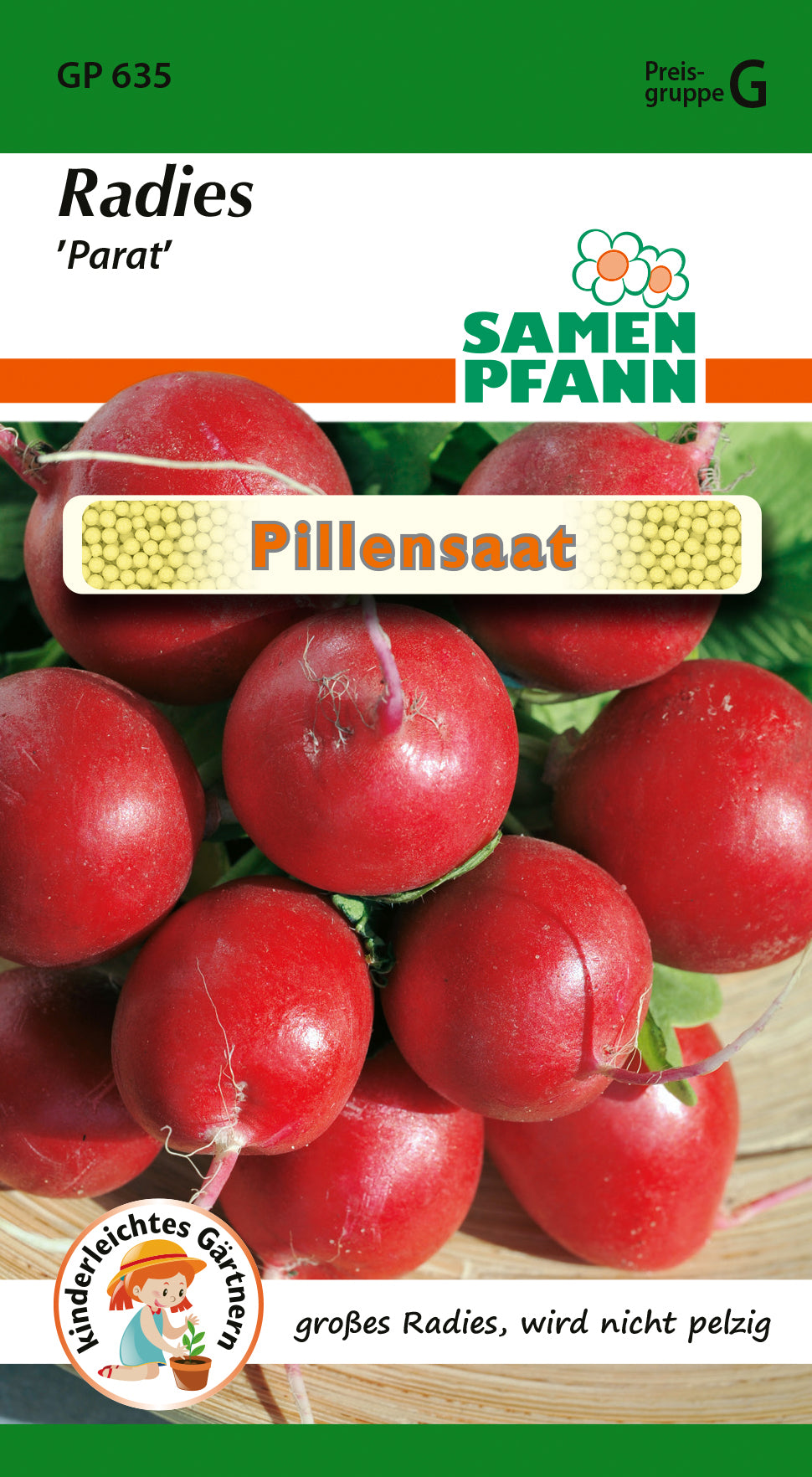 Samen Pfann Radieschen Parat Pillensaat