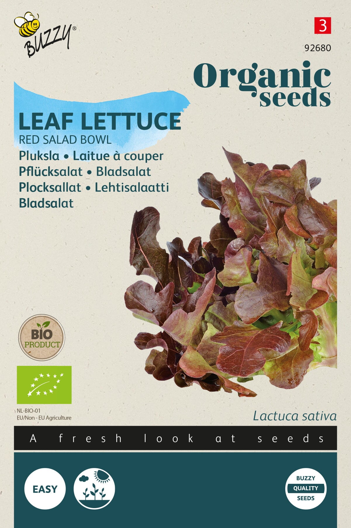 Buzzy Organic Seeds BIO Pflück- & Schnittsalat Red Salad Bowl