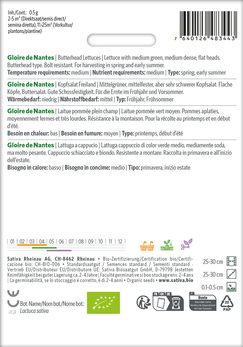 Sativa BIO Kopfsalat Freiland Gloire de Nantes
