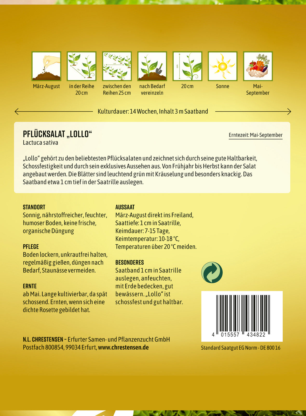 N.L. Chrestensen Pflücksalat Lollo Saatband