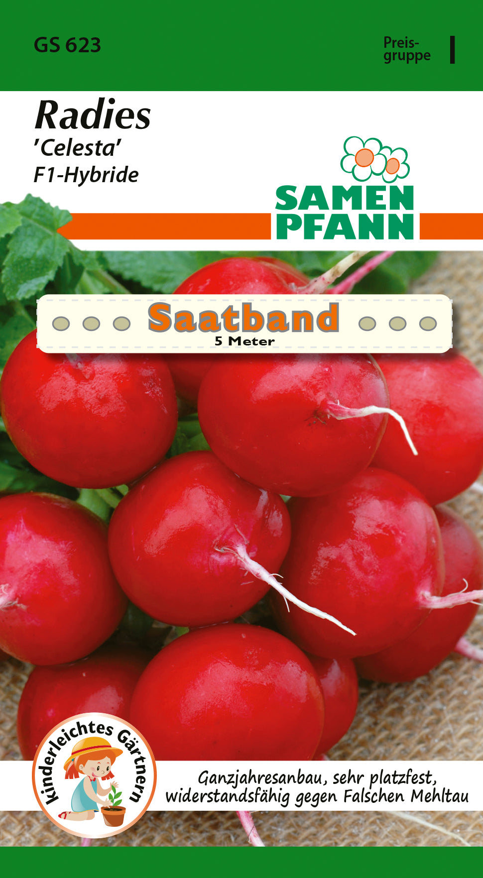 Samen Pfann Radies Celesta Saatband