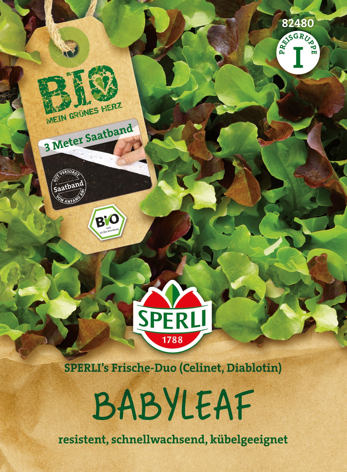 SPERLI BIO Pflück- & Schnittsalat SPERLI's Frische-Duo, Celinet, Diablotin Saatband