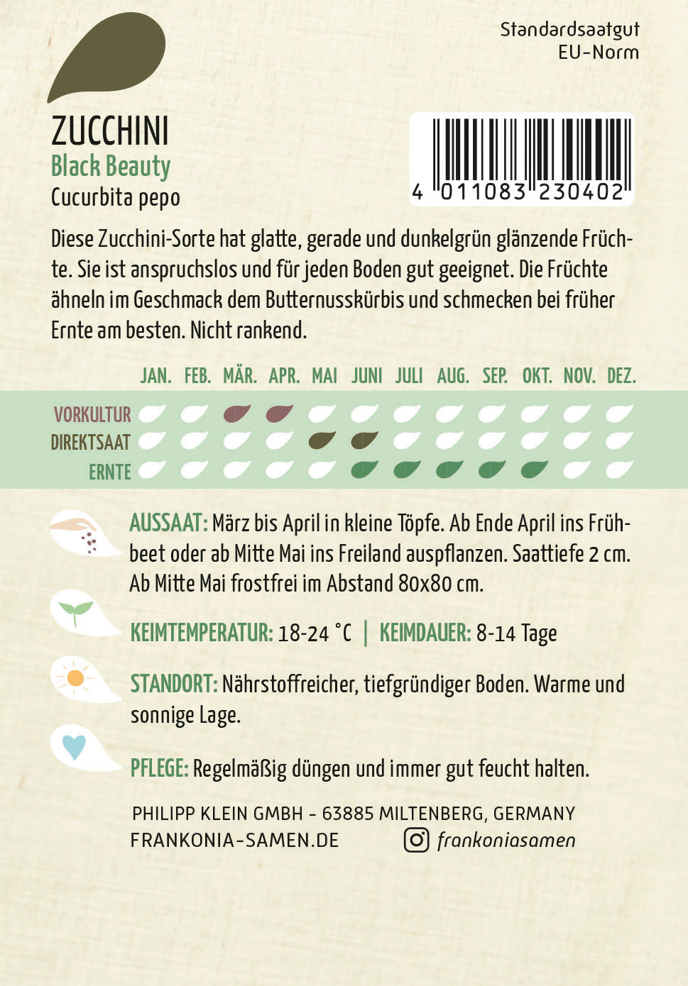 Frankonia Samen Zucchini Black Beauty