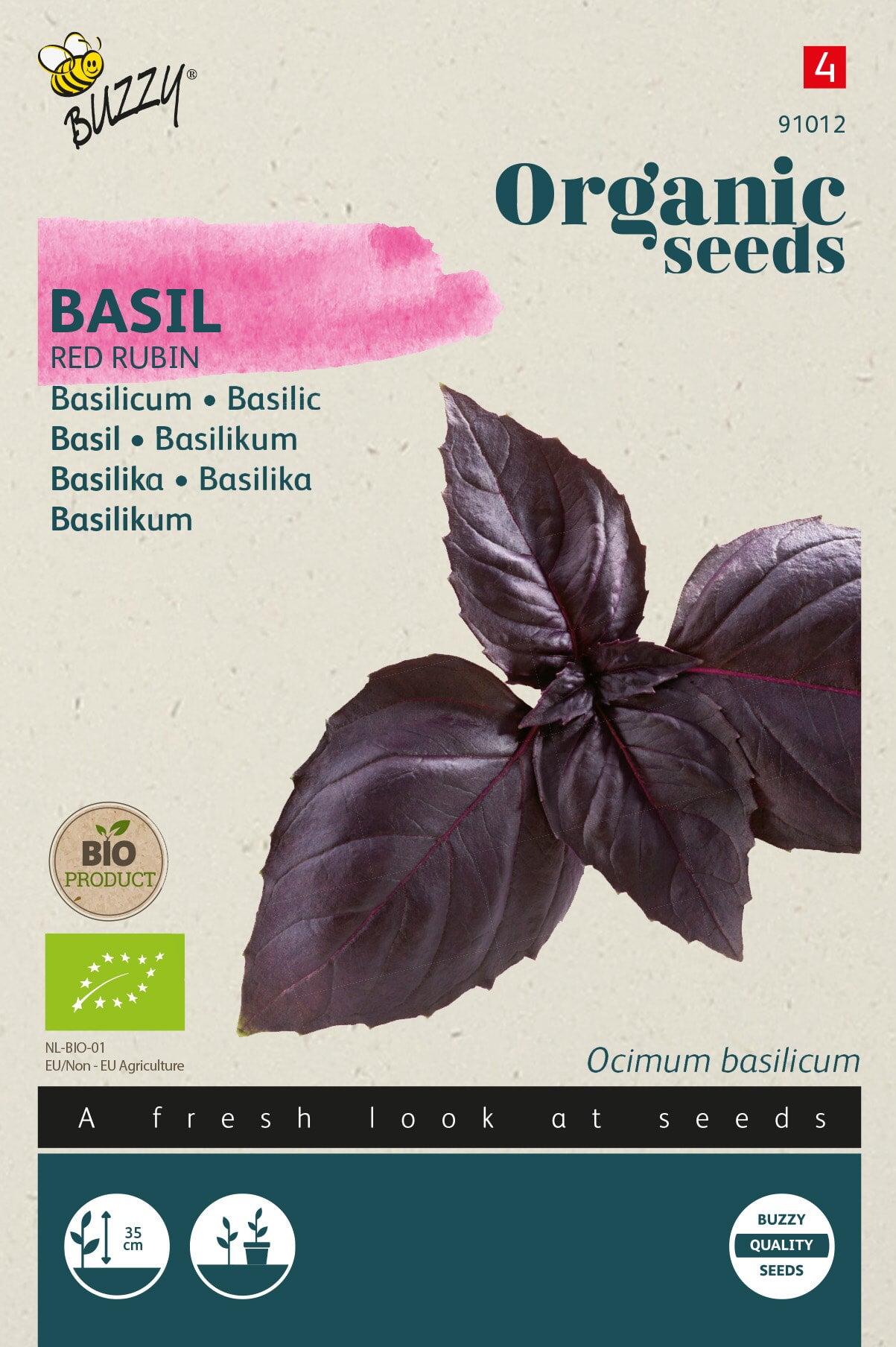 Buzzy Organic Seeds BIO Basilikum Red Rubin