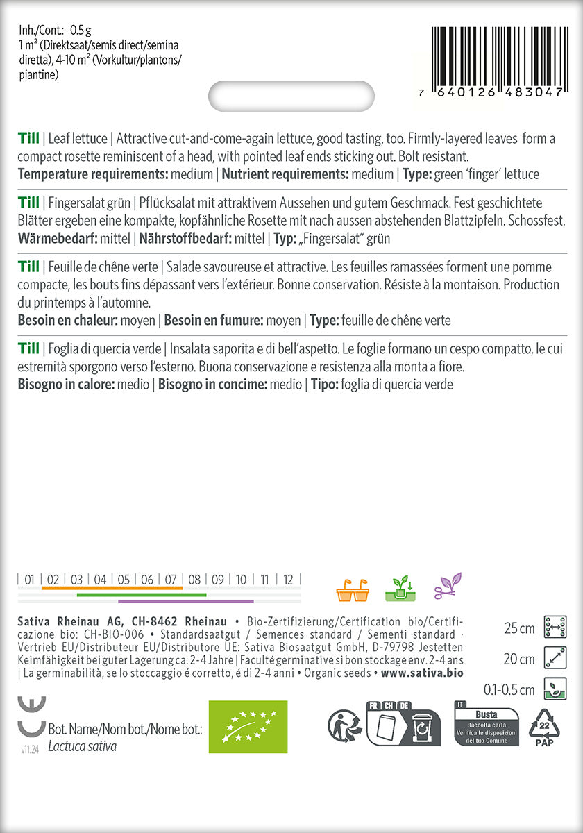 Sativa Fingersalat grün Till