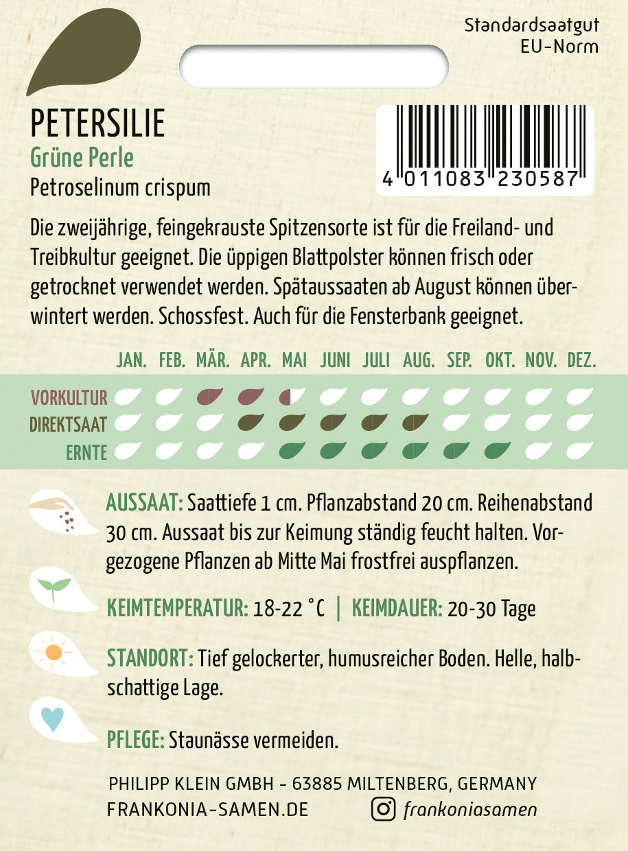 Frankonia Samen Petersilien Grüne Perle