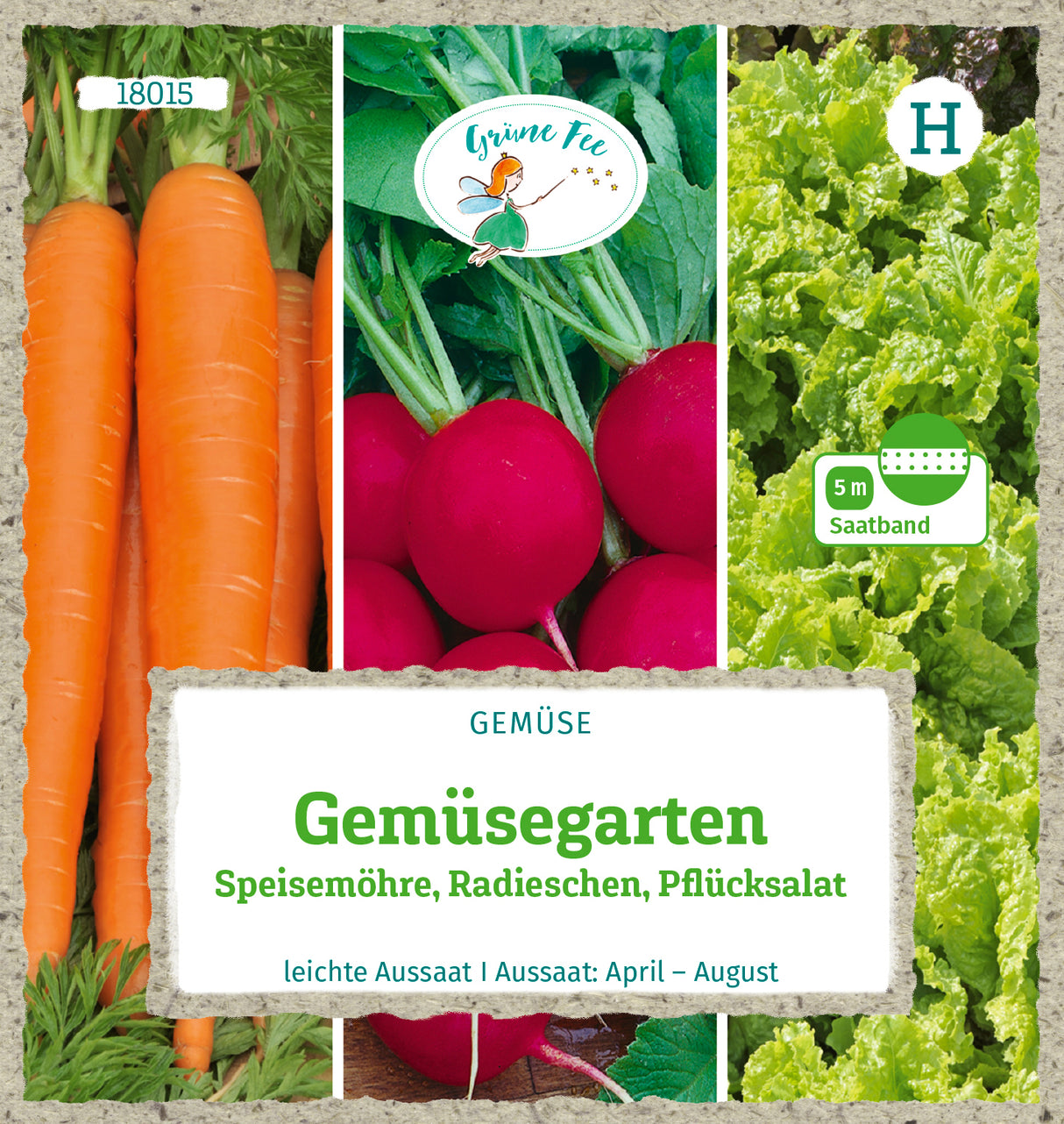 Grüne Fee Gemüse-Mischungen Möhren Nantaise 2, Radieschen Celesta, Schnittsalat Australische Gele Saatband