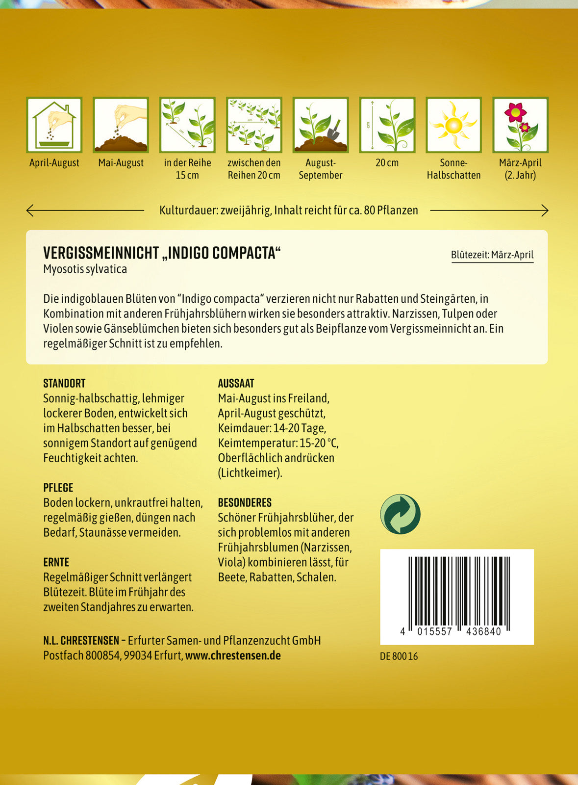 N.L. Chrestensen Vergissmeinnicht Indigo compacta