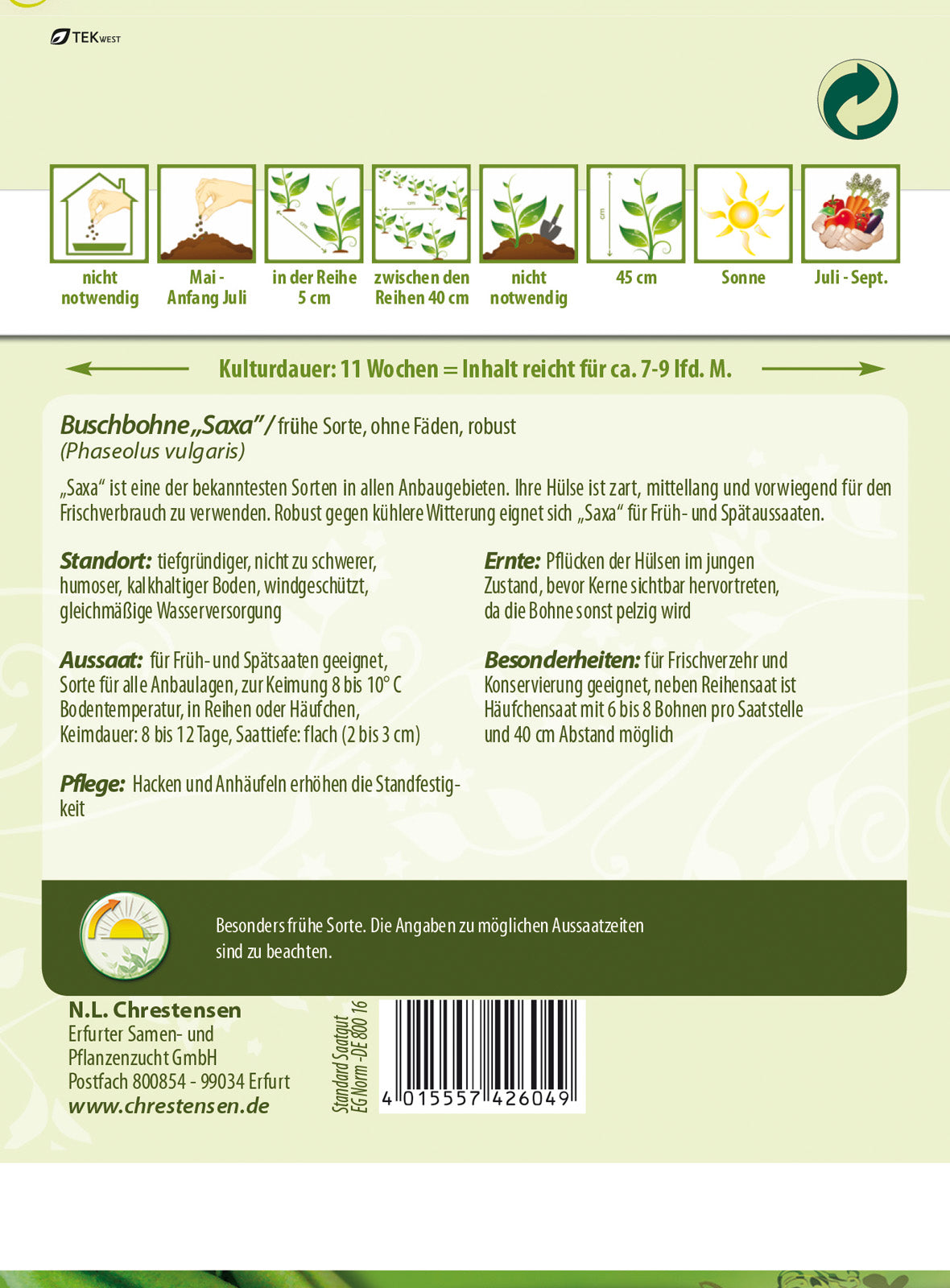 N.L. Chrestensen Buschbohne Saxa 2