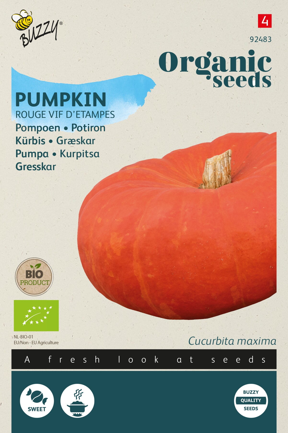 Buzzy Organic Seeds BIO Kürbis Rouge vif d'Etampes