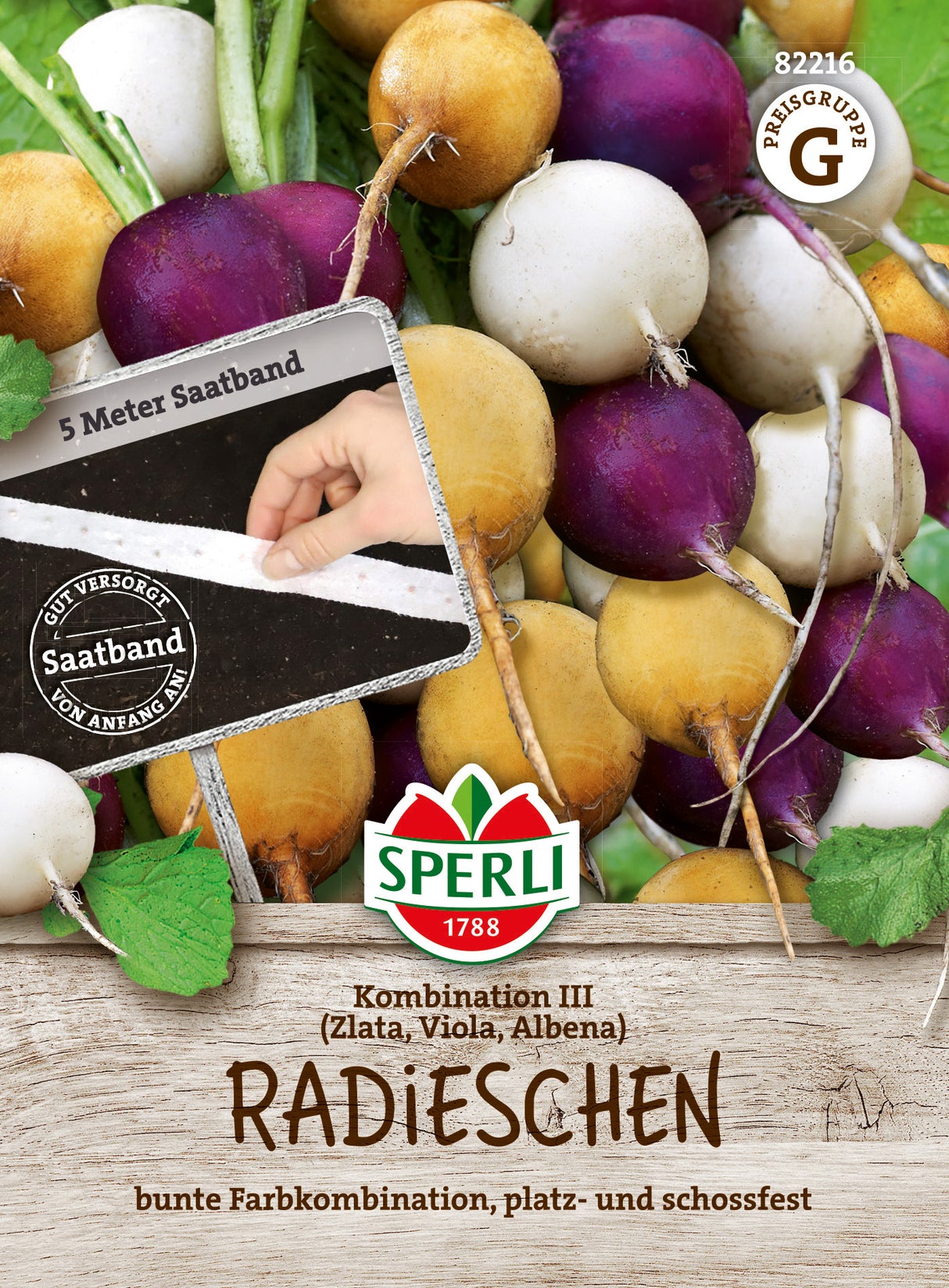 SPERLI Radieschen Kombination III Zlata, Viola, Albena Saatband