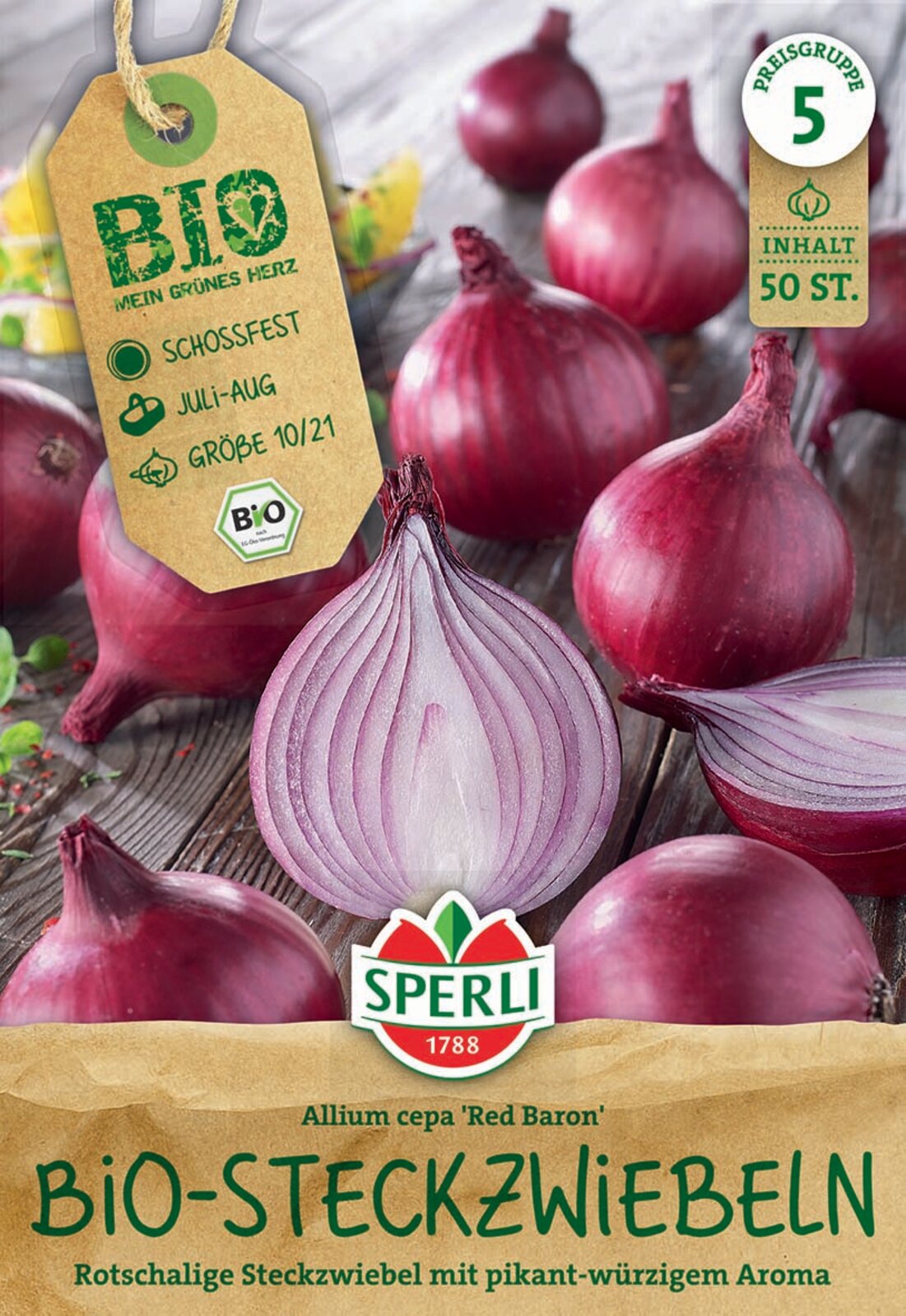 SPERLI Rote BIO Steckzwiebel Red Baron 50 Stück