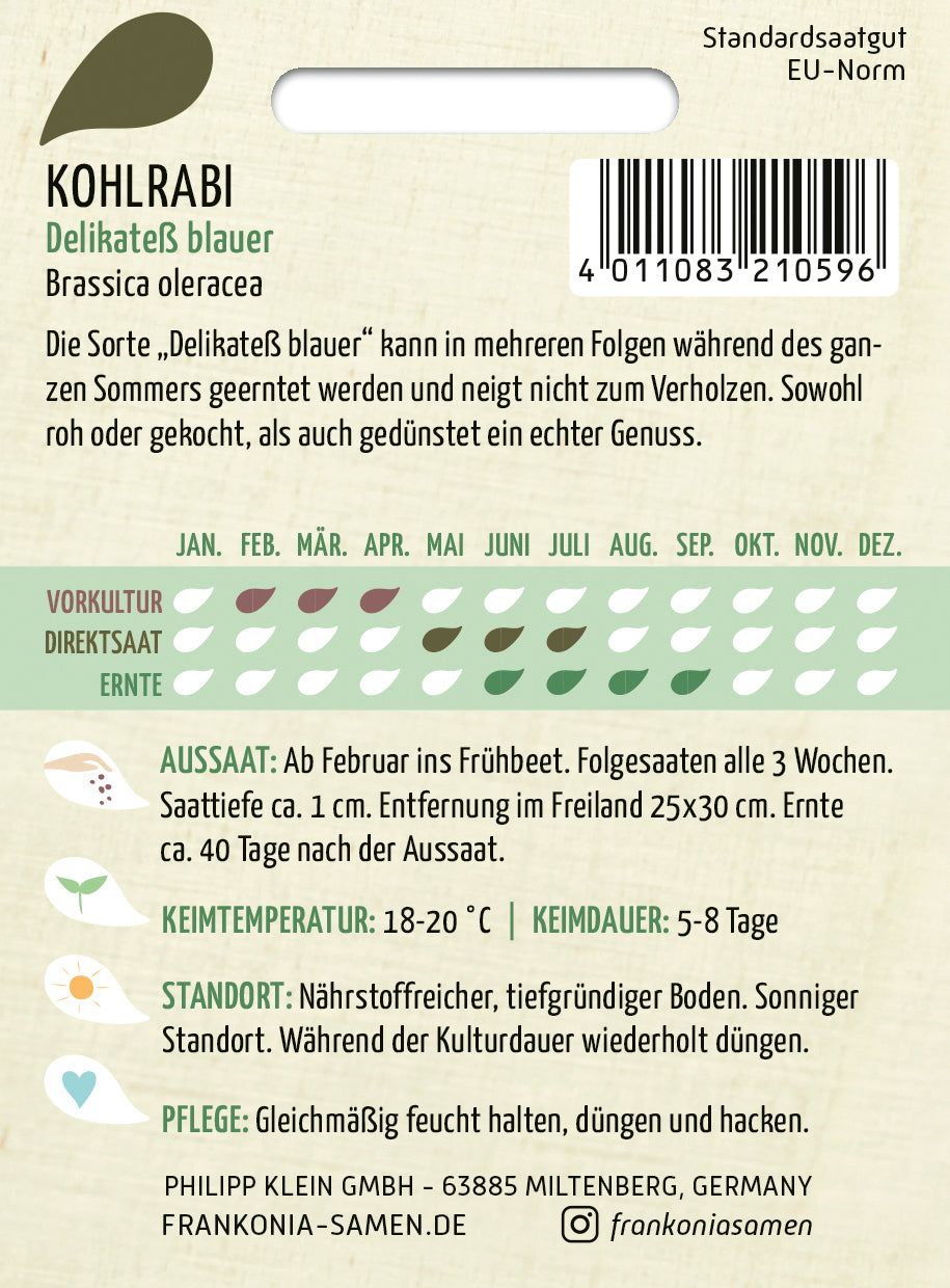 Frankonia Samen Kohlrabi Delikateß blauer