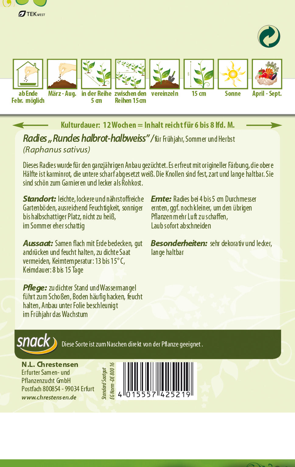 N.L. Chrestensen Radies Rundes halbrot-halbweiss