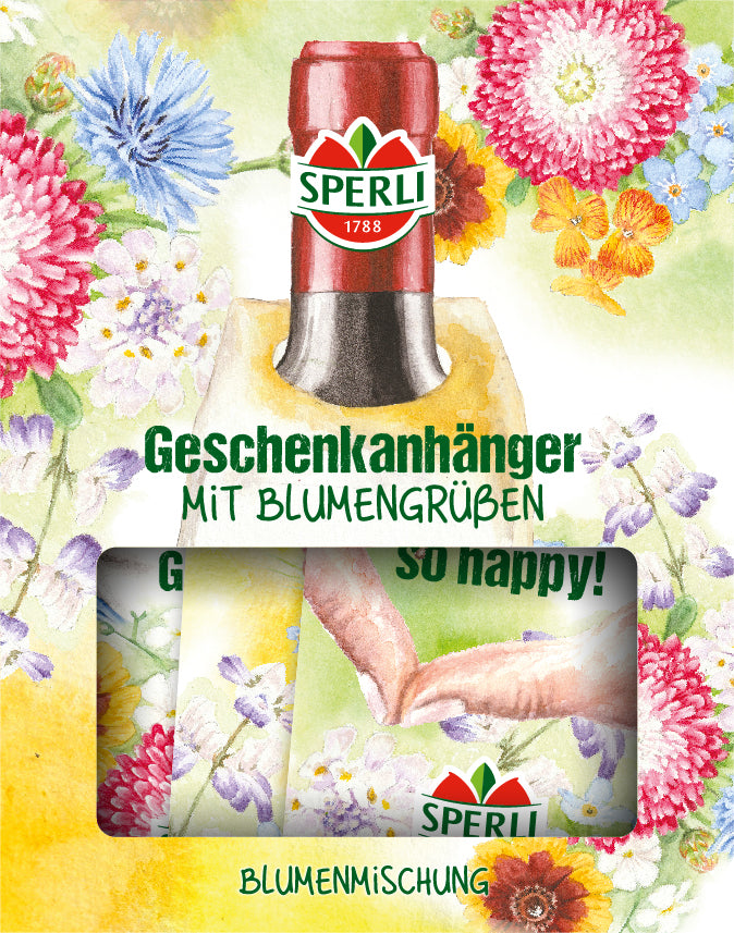 SPERLI Blumensamen-Mischungen Geschenkanhänger für Flaschen - 3 Stück