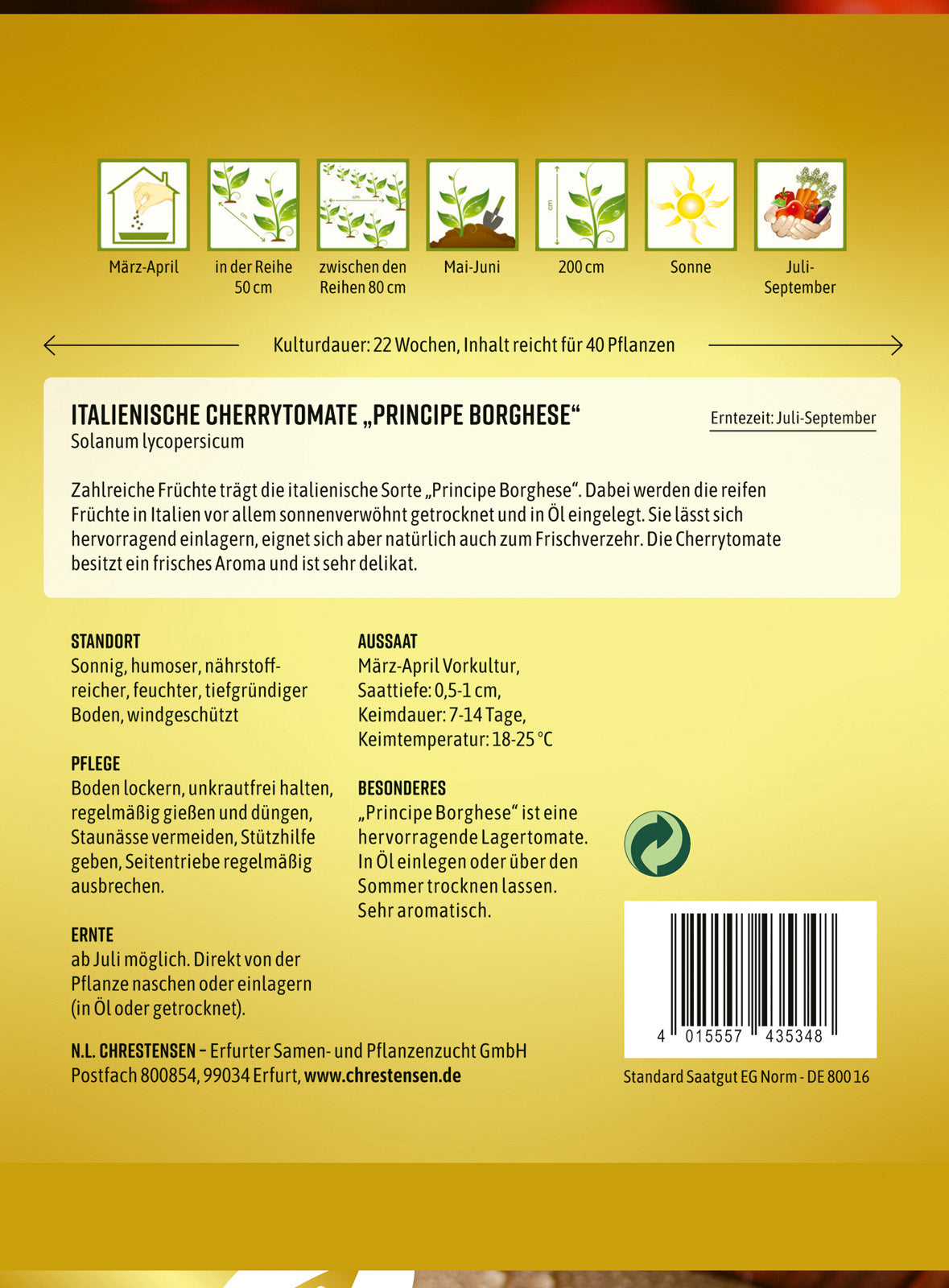 N.L. Chrestensen Italienische Cherrytomate Principe Borghese