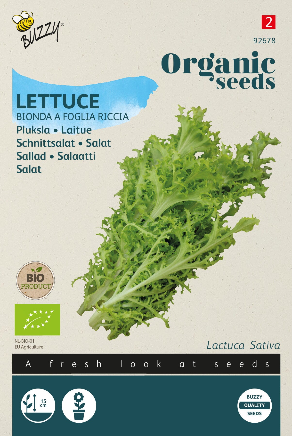Buzzy Organic Seeds BIO Pflück- & Schnittsalat Bionda a foglia riccia