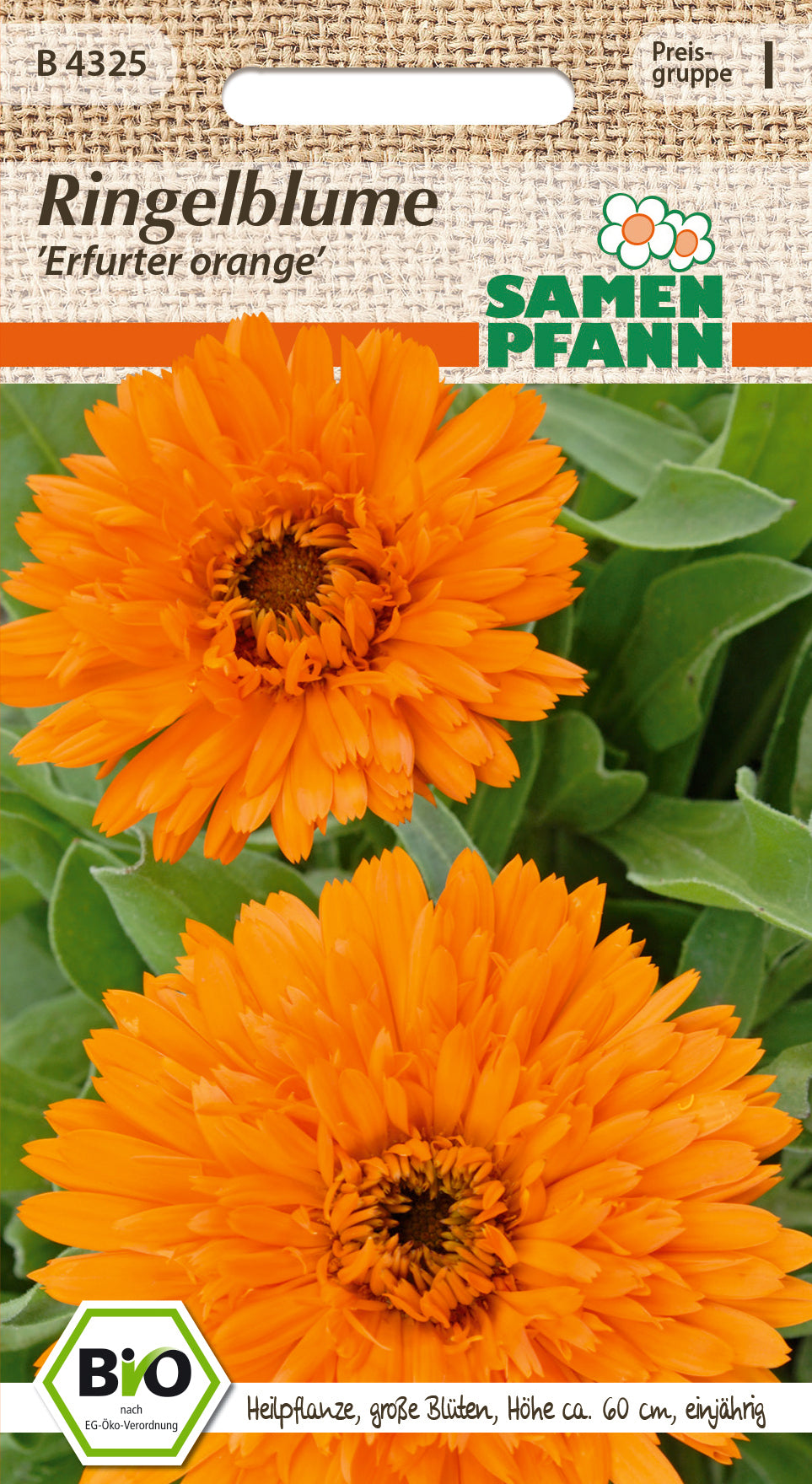 Samen Pfann BIO Ringelblume Erfurter Orange