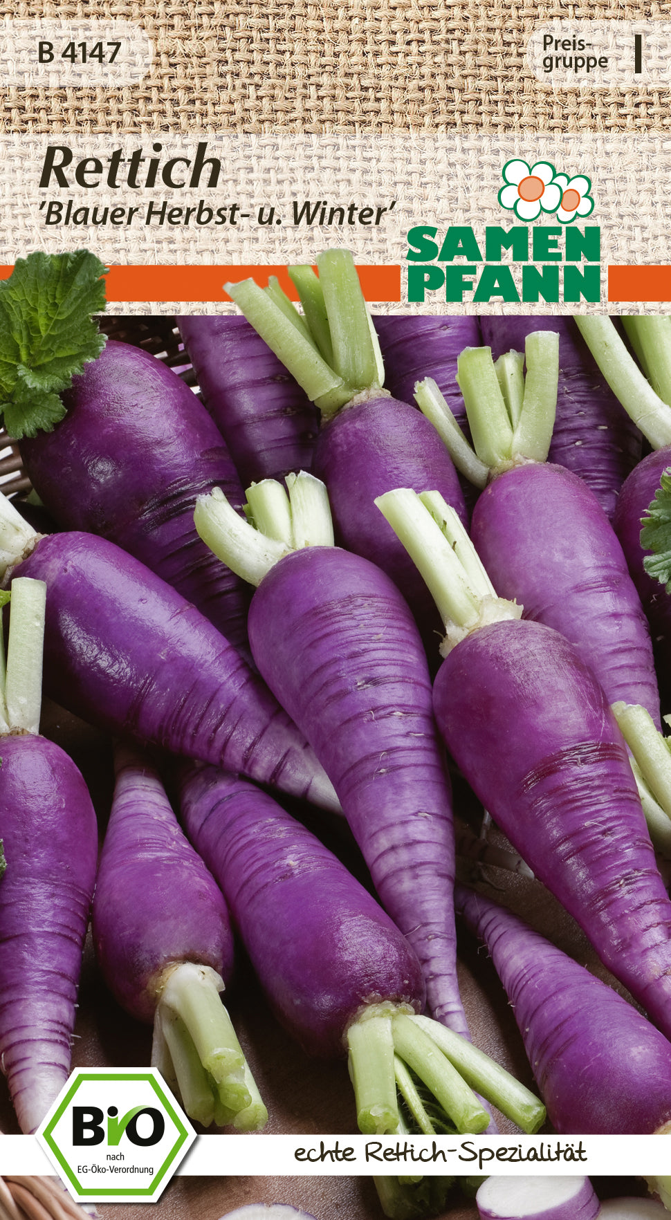Samen Pfann BIO Rettich Blauer Herbst- und Winter