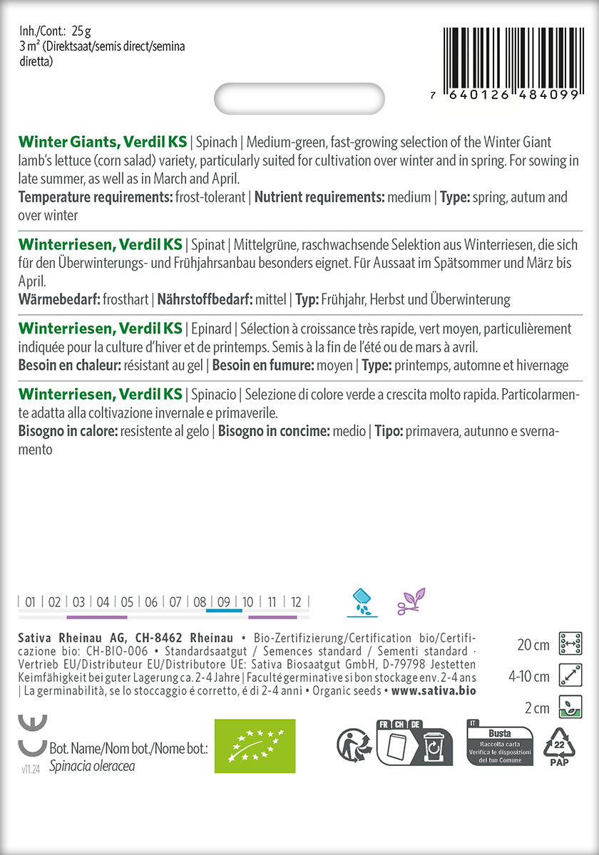 Sativa Spinat Winterriesen, Verdil KS
