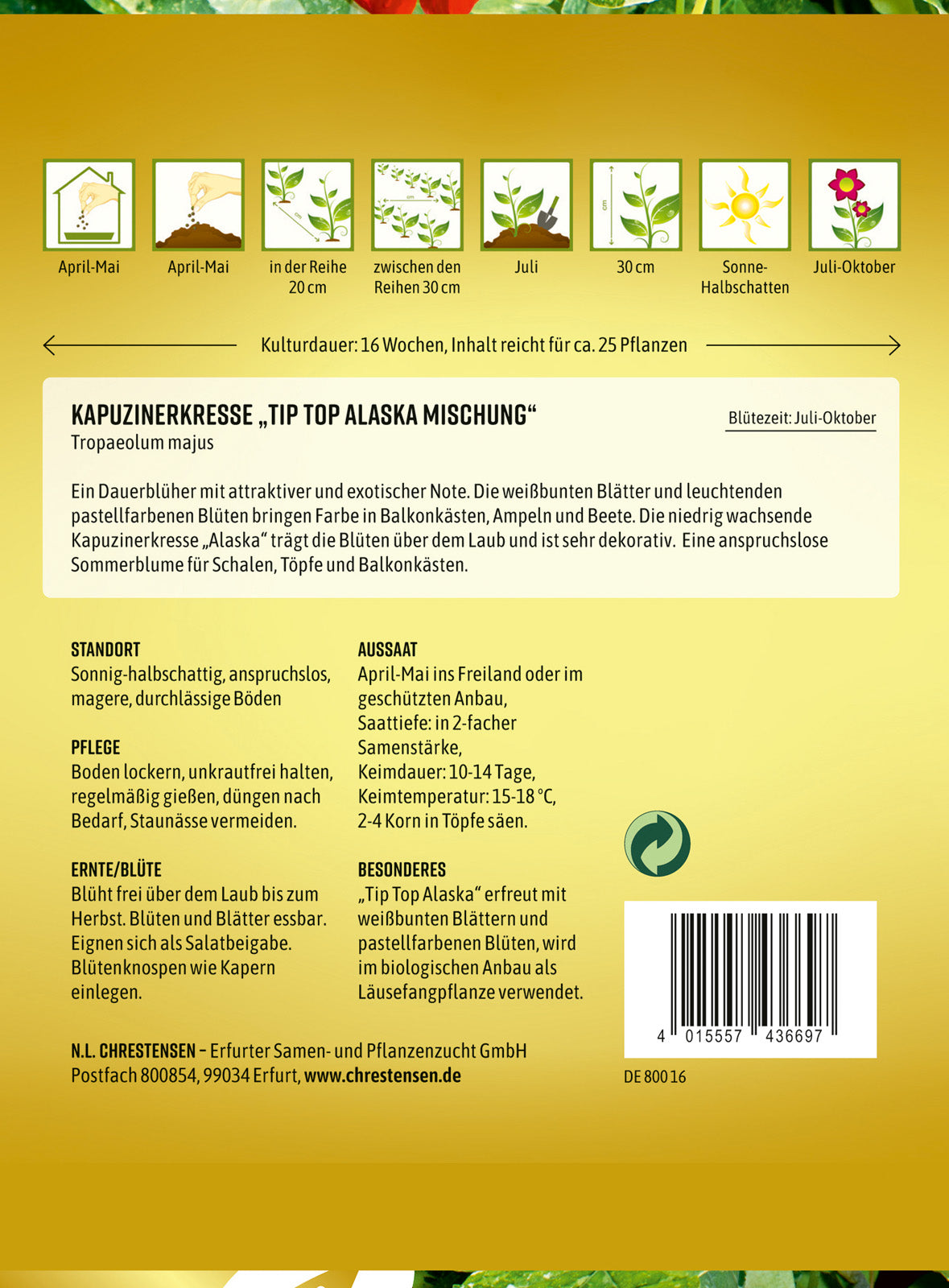 N.L. Chrestensen Kapuzinerkresse Tip Top Alaska Mischung
