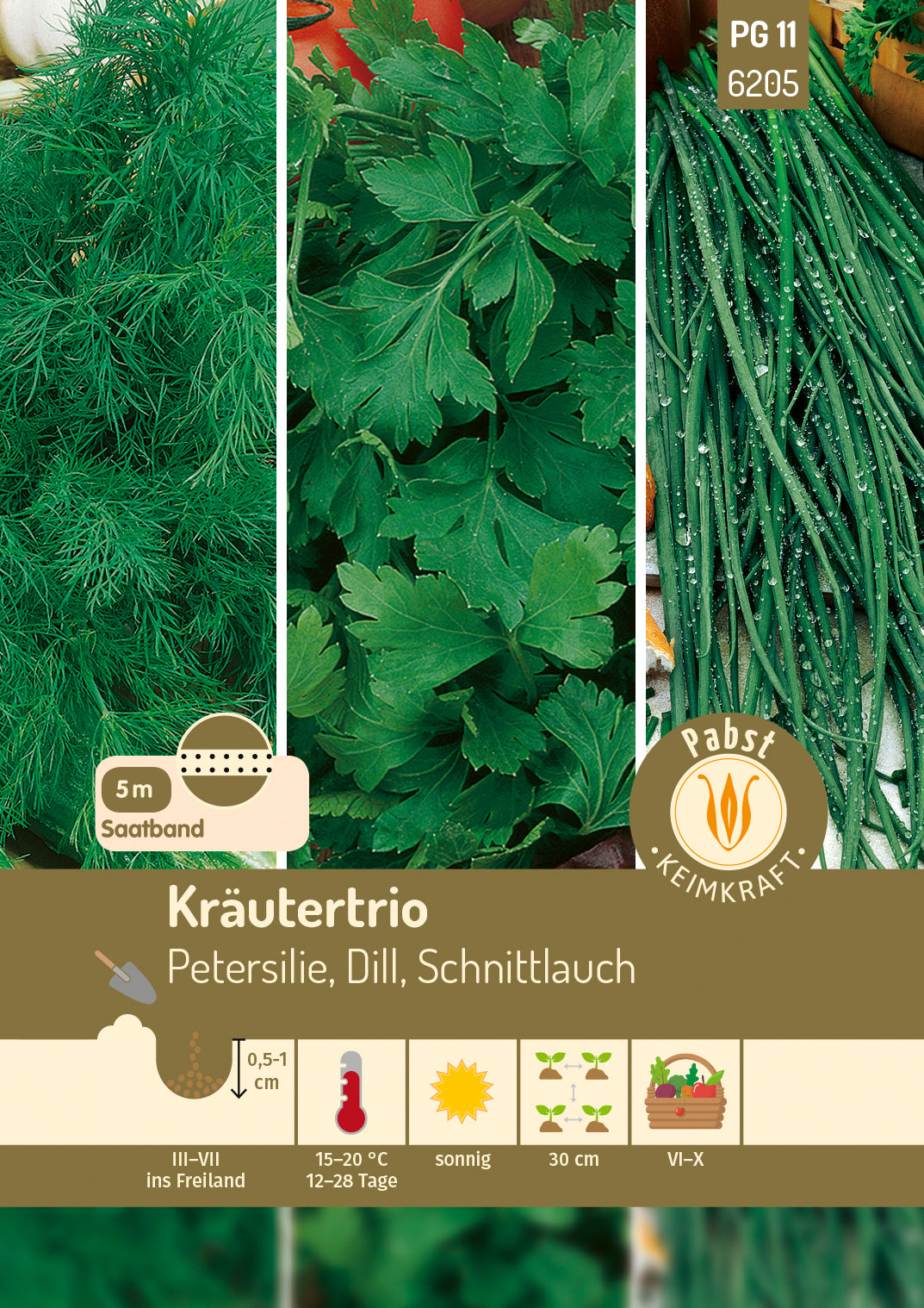 Pabst Keimkraft Kräuter-Mischungen Petersilie, Dill, Schnittlauch Saatband