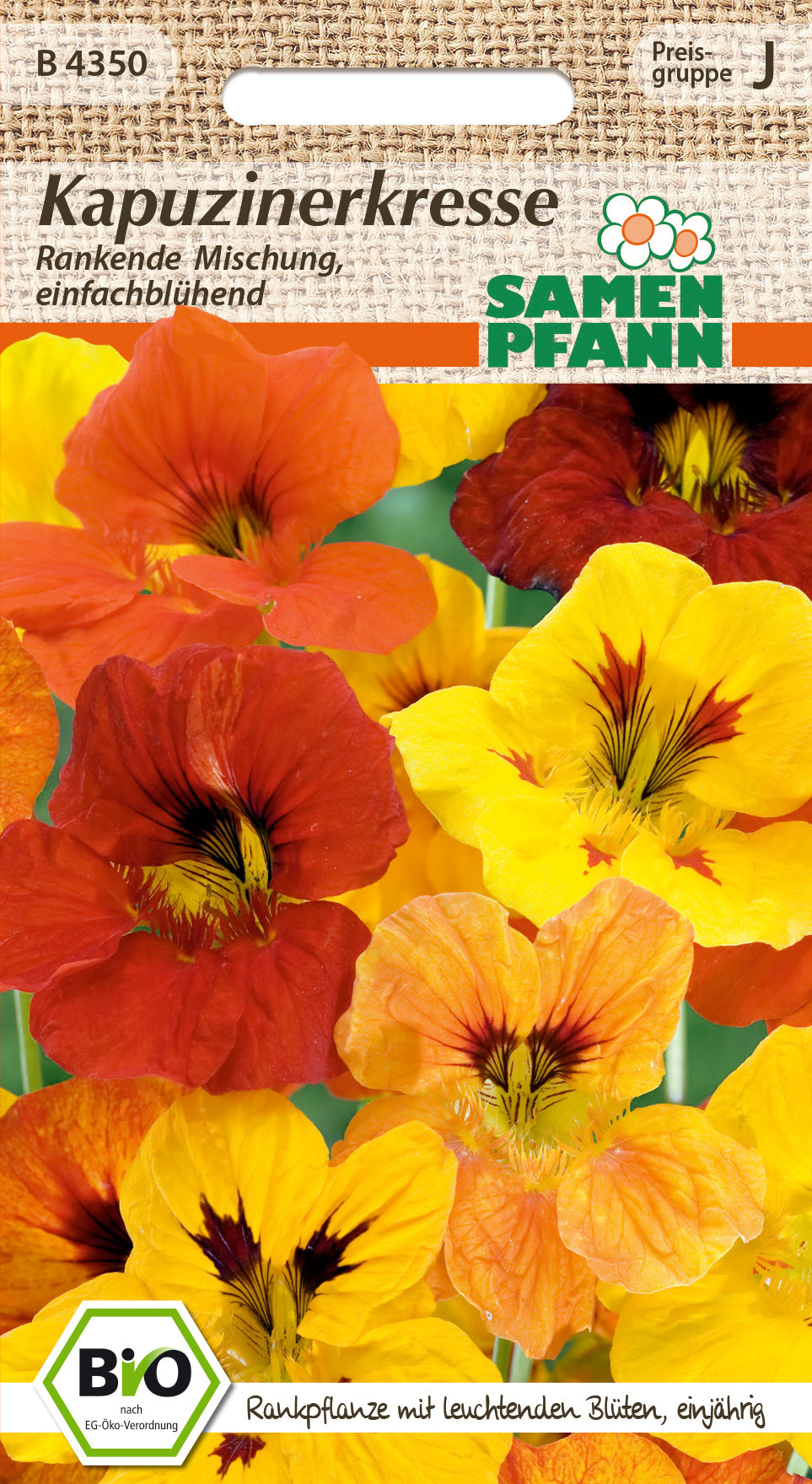 Samen Pfann BIO Kapuzinerkresse Rankende Mischung, einfachblühend