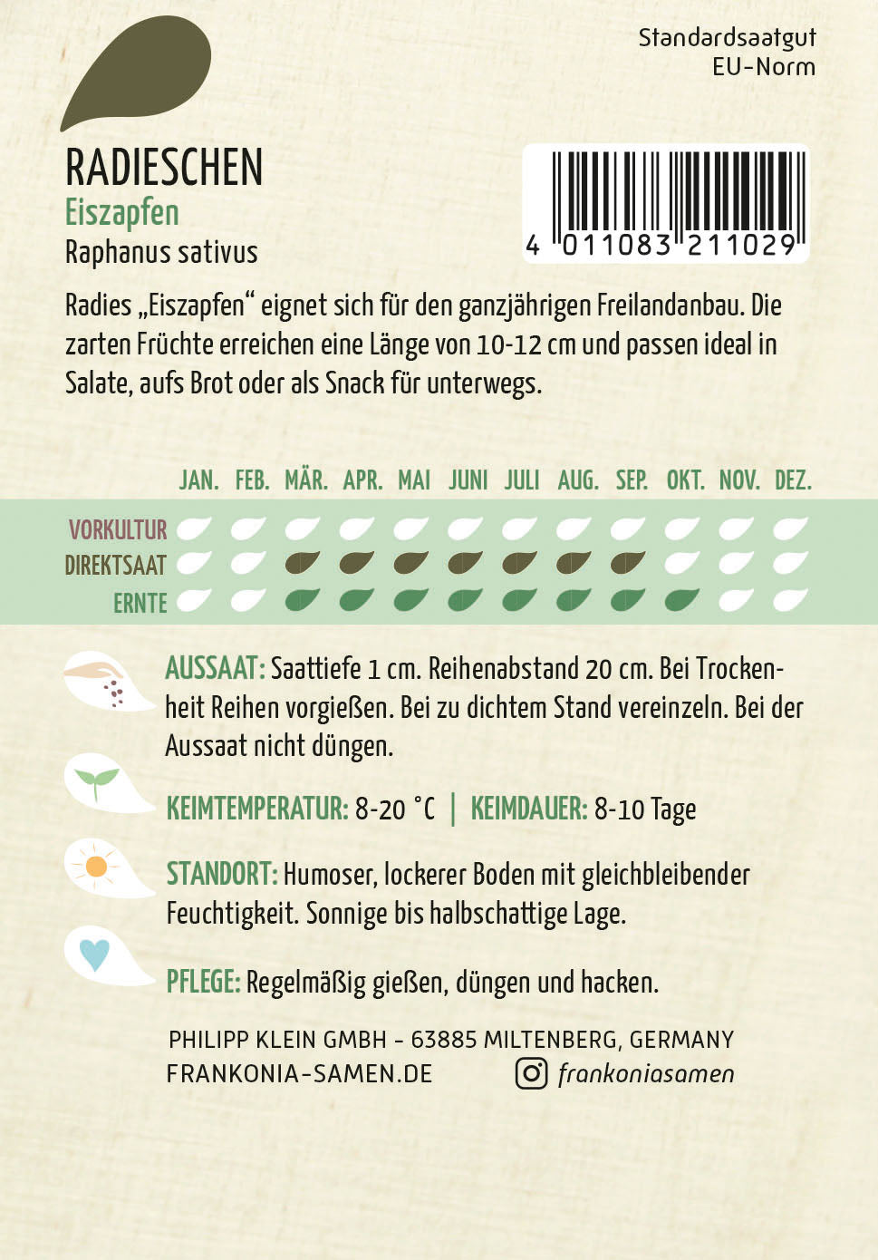 Frankonia Samen Radieschen Eiszapfen