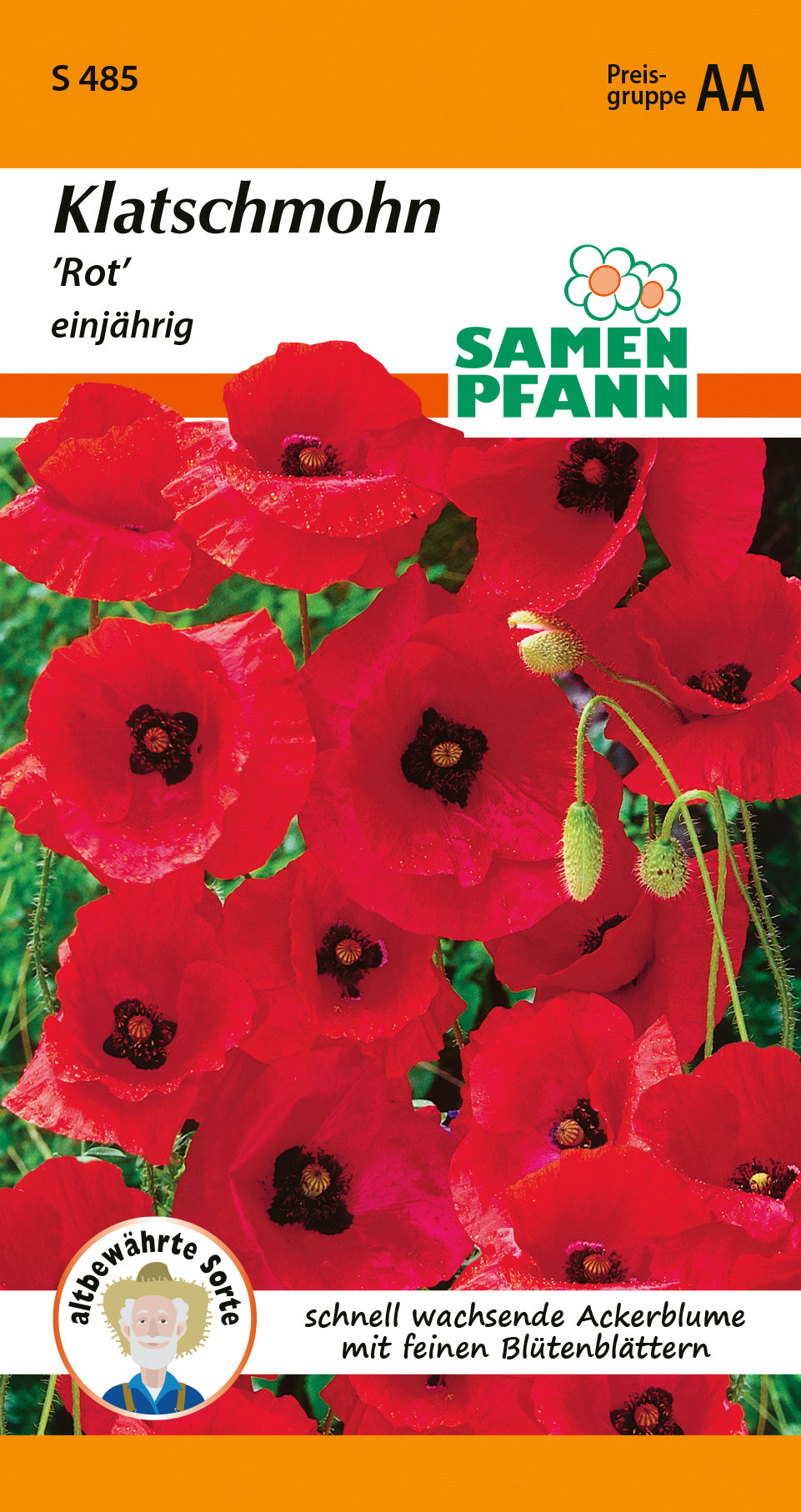 Samen Pfann Klatschmohn Rot einjährig