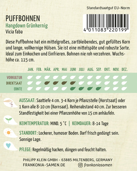 Frankonia Samen Puffbohnen Hangdown Grünkernig