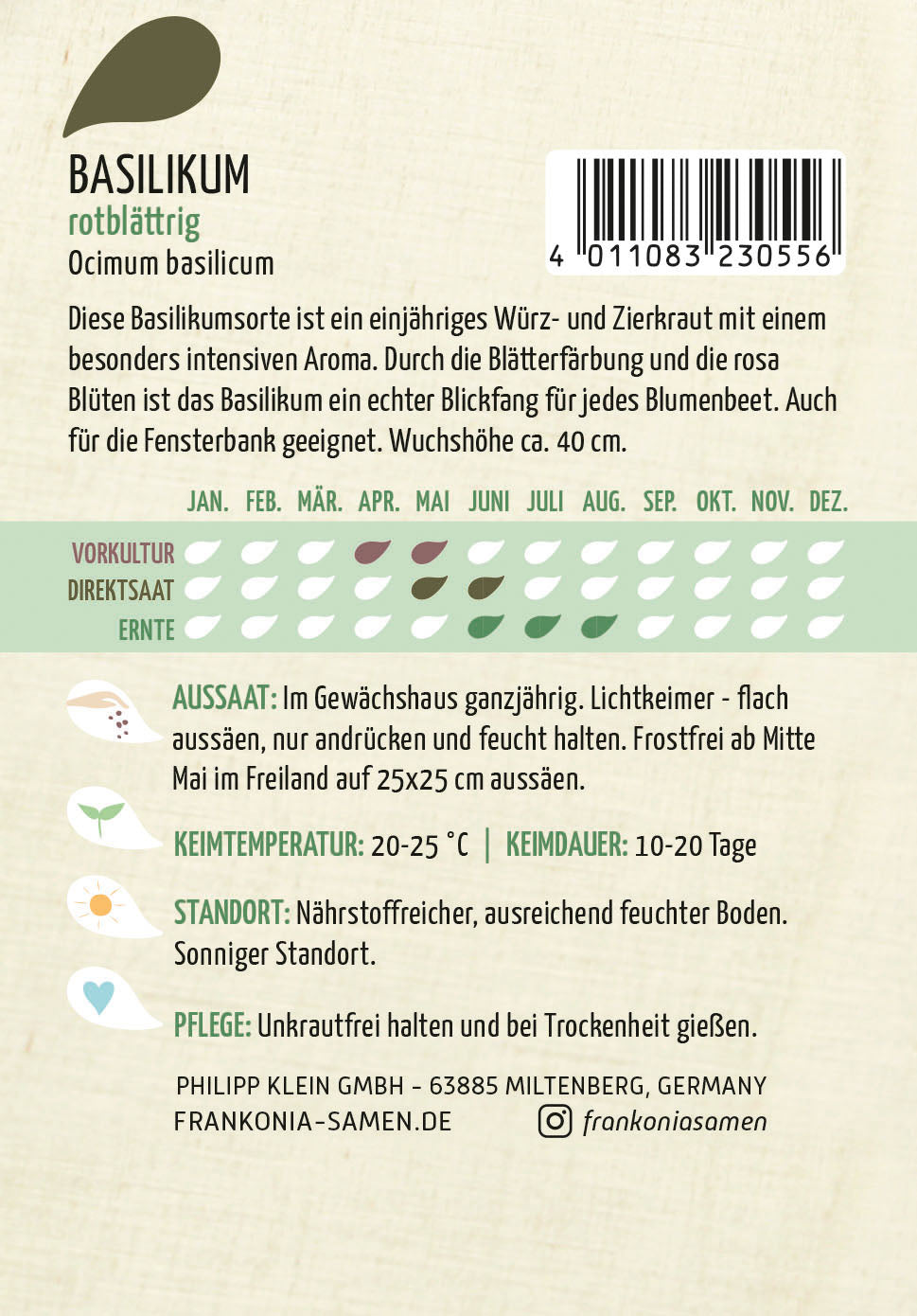 Frankonia Samen Basilikum rotblättrig