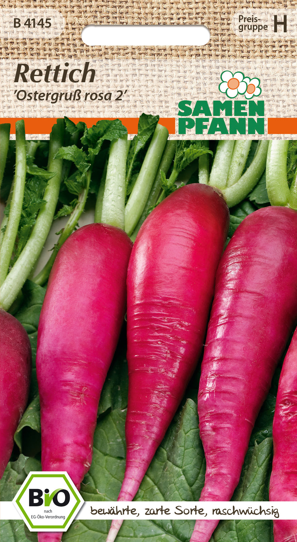 Samen Pfann BIO Rettich Ostergruß rosa 2