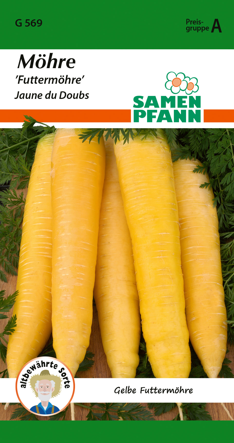 Samen Pfann Möhre Futtermöhre Jaune du Doubs