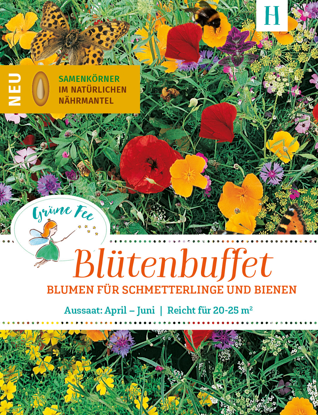 Grüne Fee Blumenwiesen Schmetterlinge und Bienen Faltschachtel