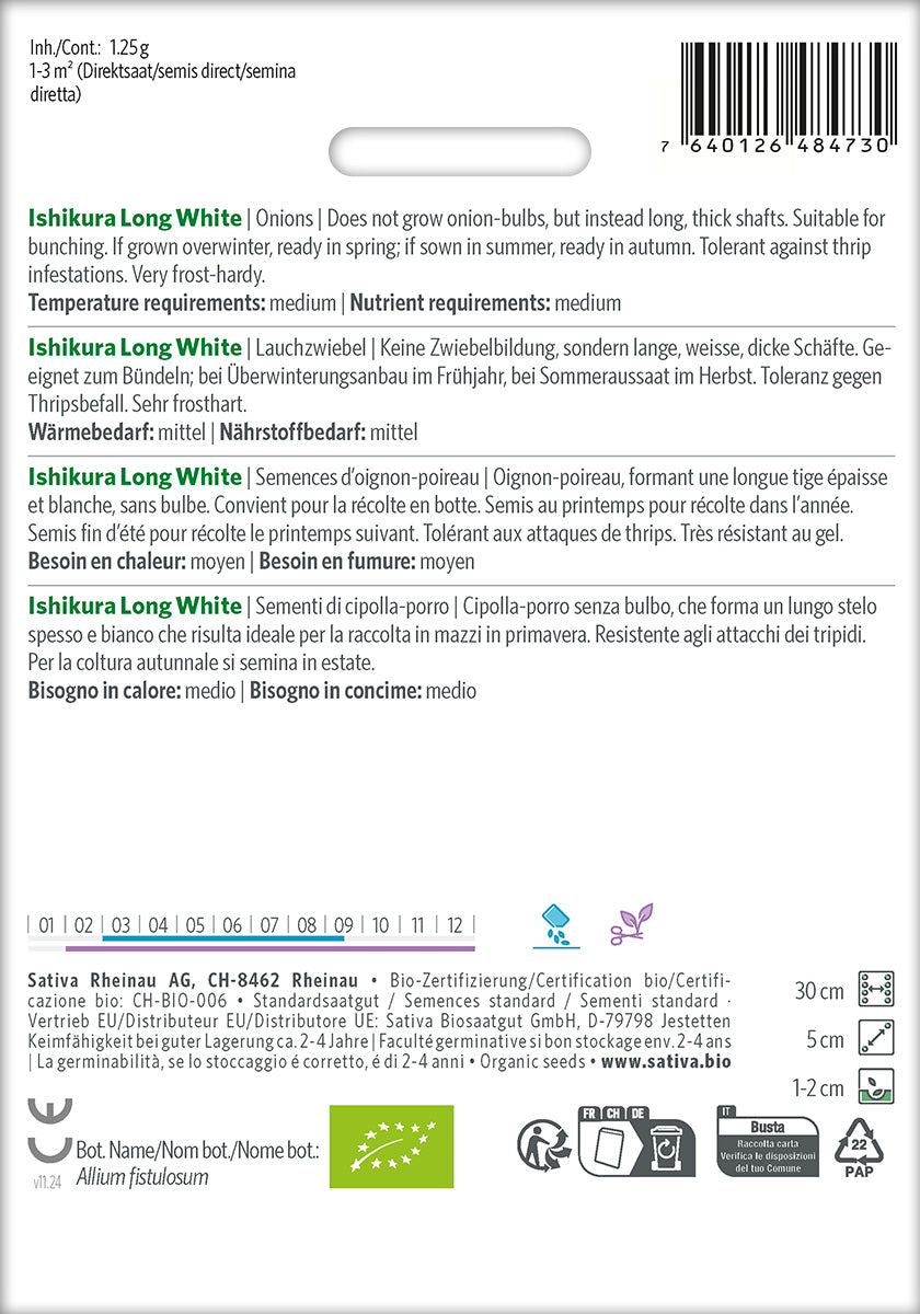 Sativa Lauchzwiebel Ishikura Long White