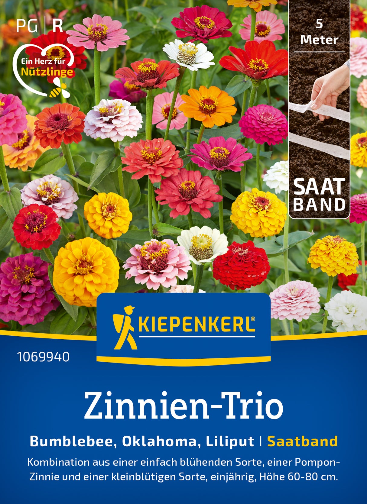 Kiepenkerl Zinnien Bumblebee, Oklahoma, Liliput Saatband