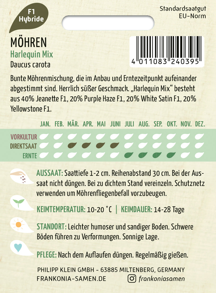 Frankonia Samen Möhren Harlequin Mix