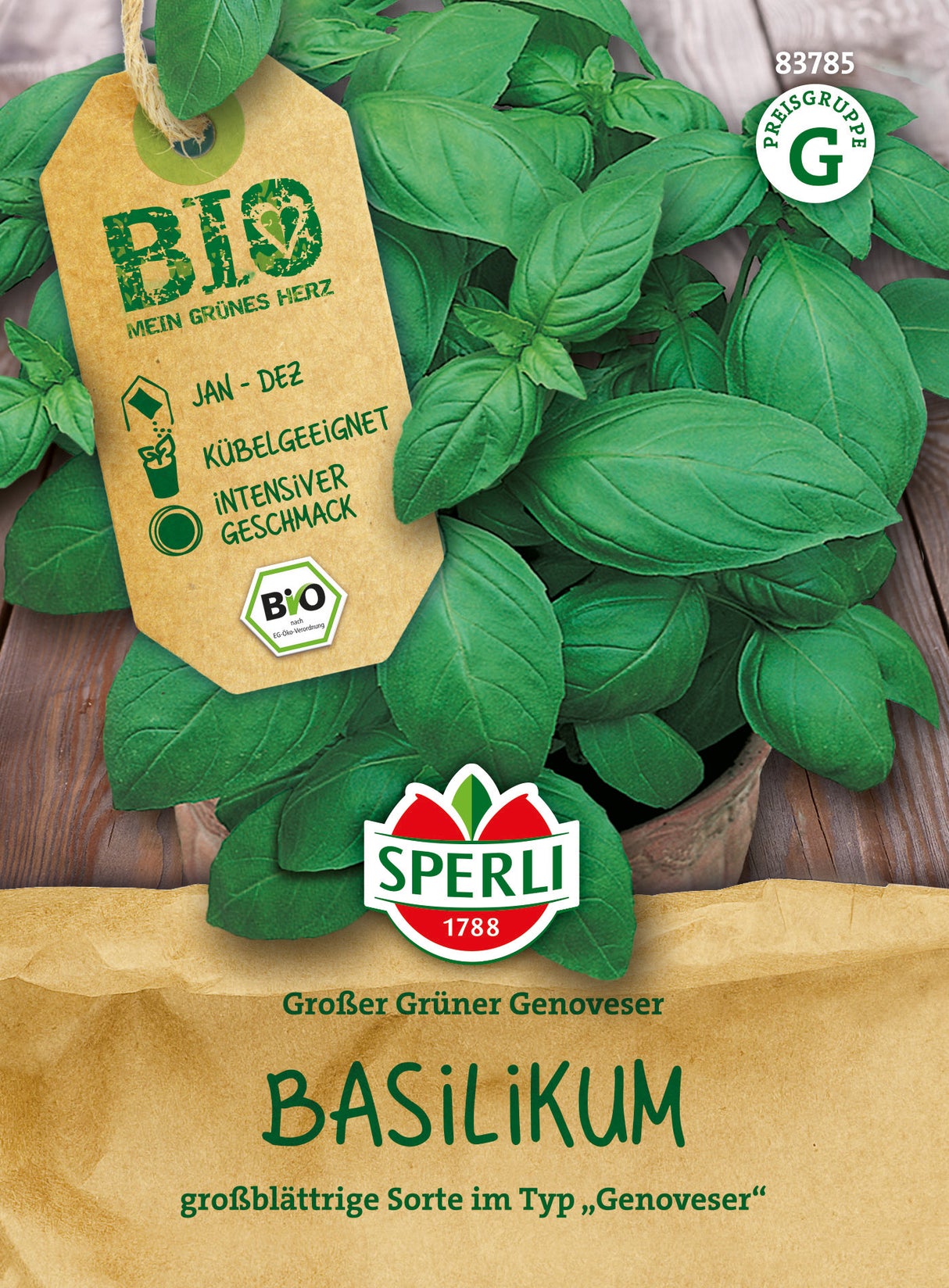 SPERLI BIO Basilikum Großer Grüner Genoveser
