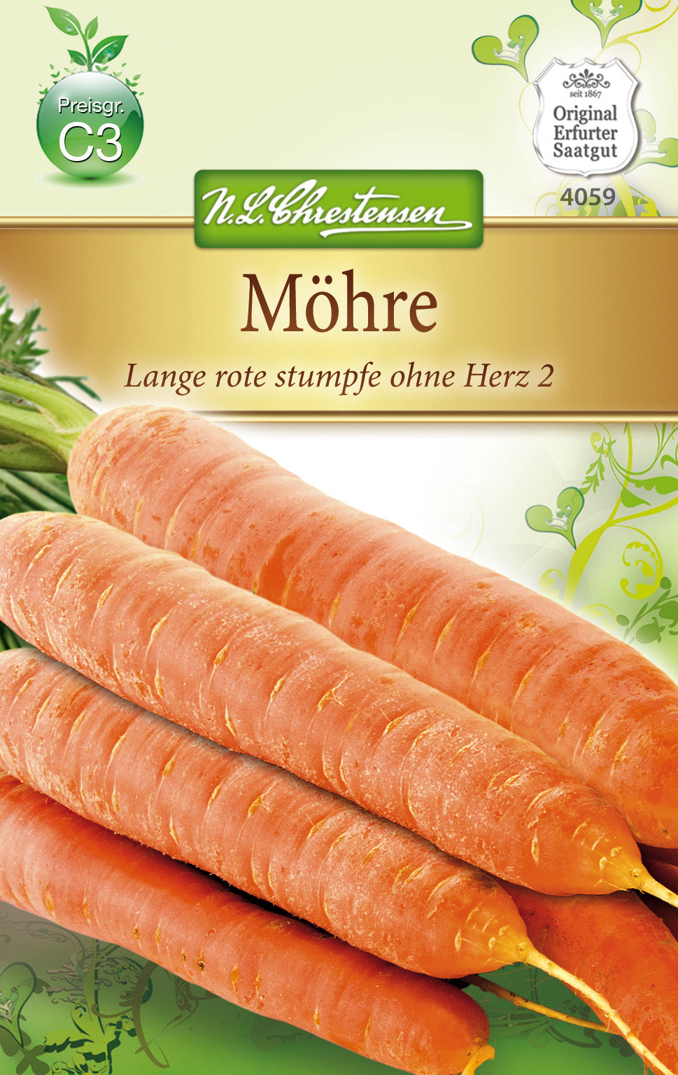 N.L. Chrestensen Möhre Lange rote stumpfe ohne Herz 2