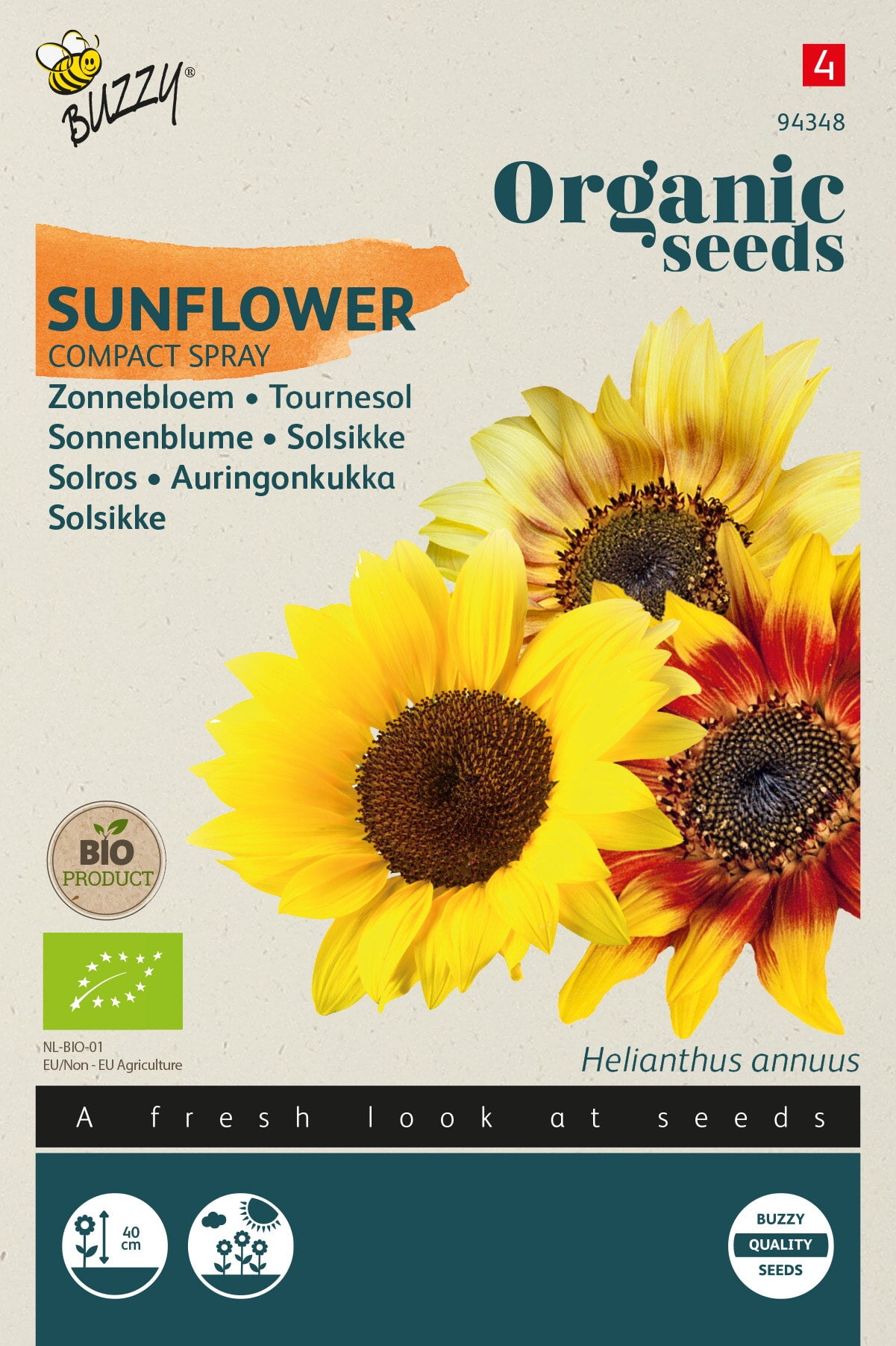 Buzzy Organic Seeds BIO Sonnenblumen Compact Spray Mischung