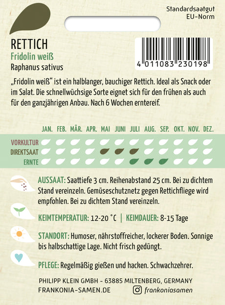 Frankonia Samen Rettich Fridolin weiß