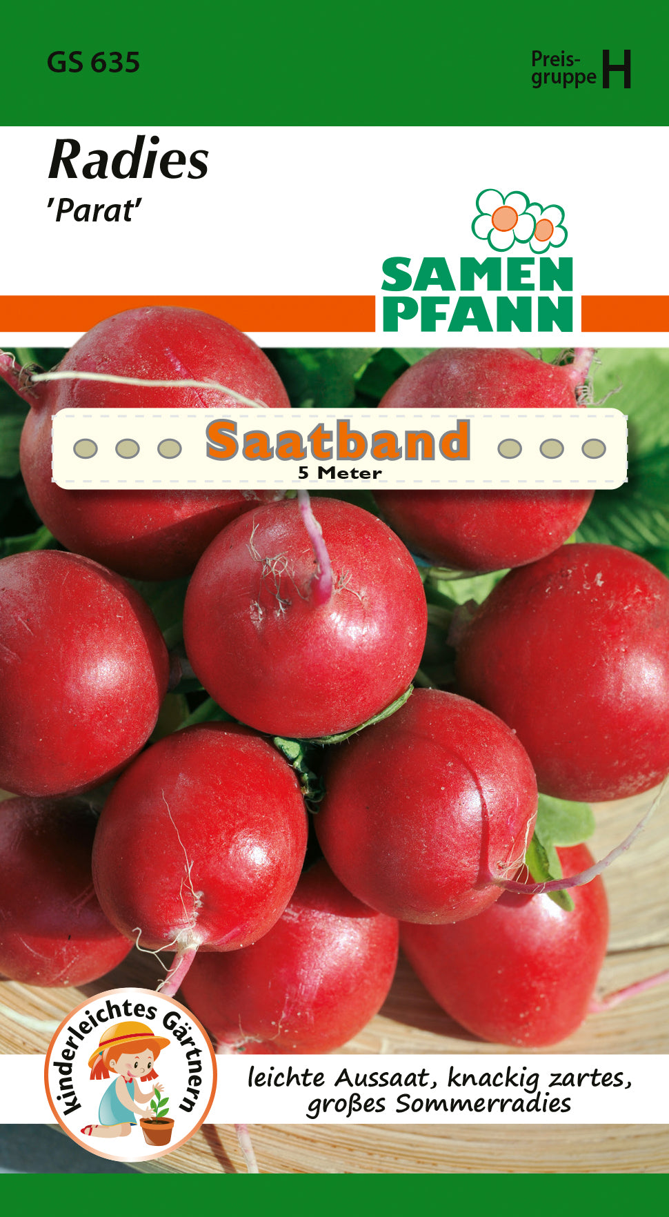 Samen Pfann Radieschen Parat Saatband