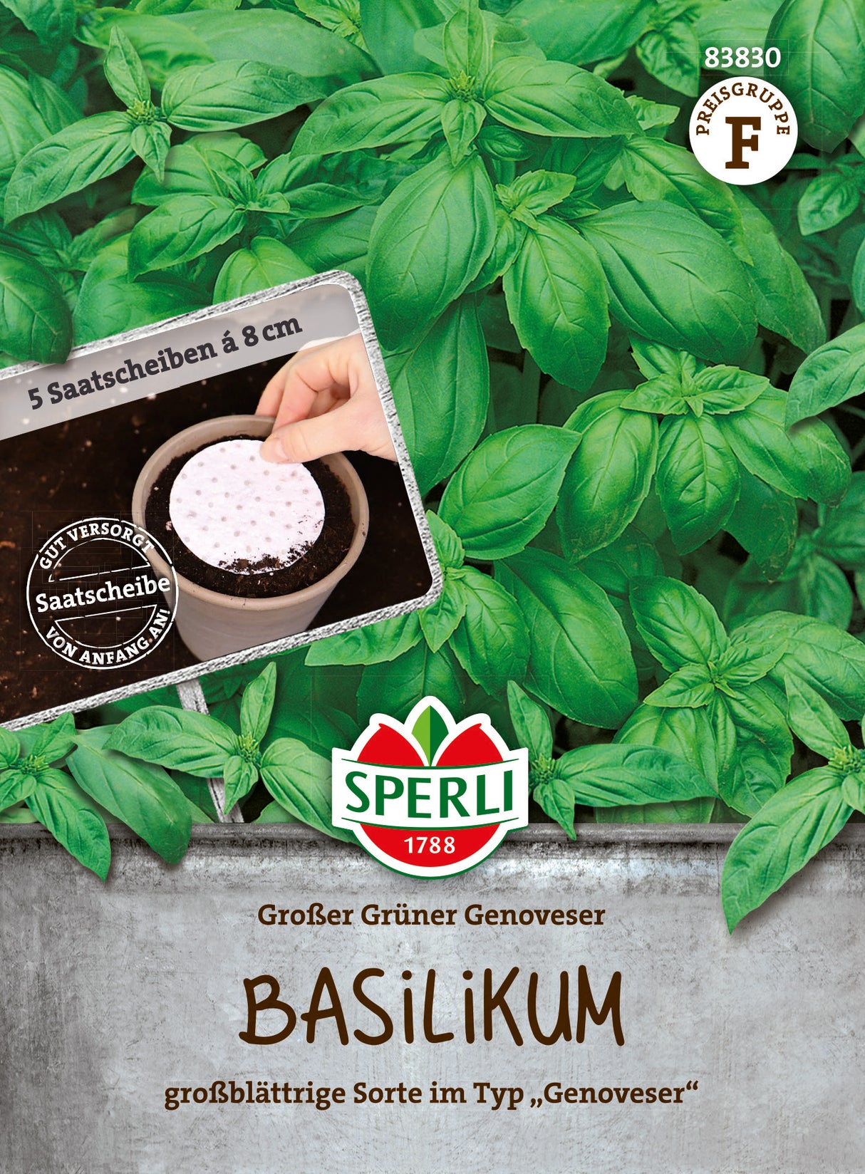 SPERLI Basilikum Großer Grüner Genoveser Saatscheibe