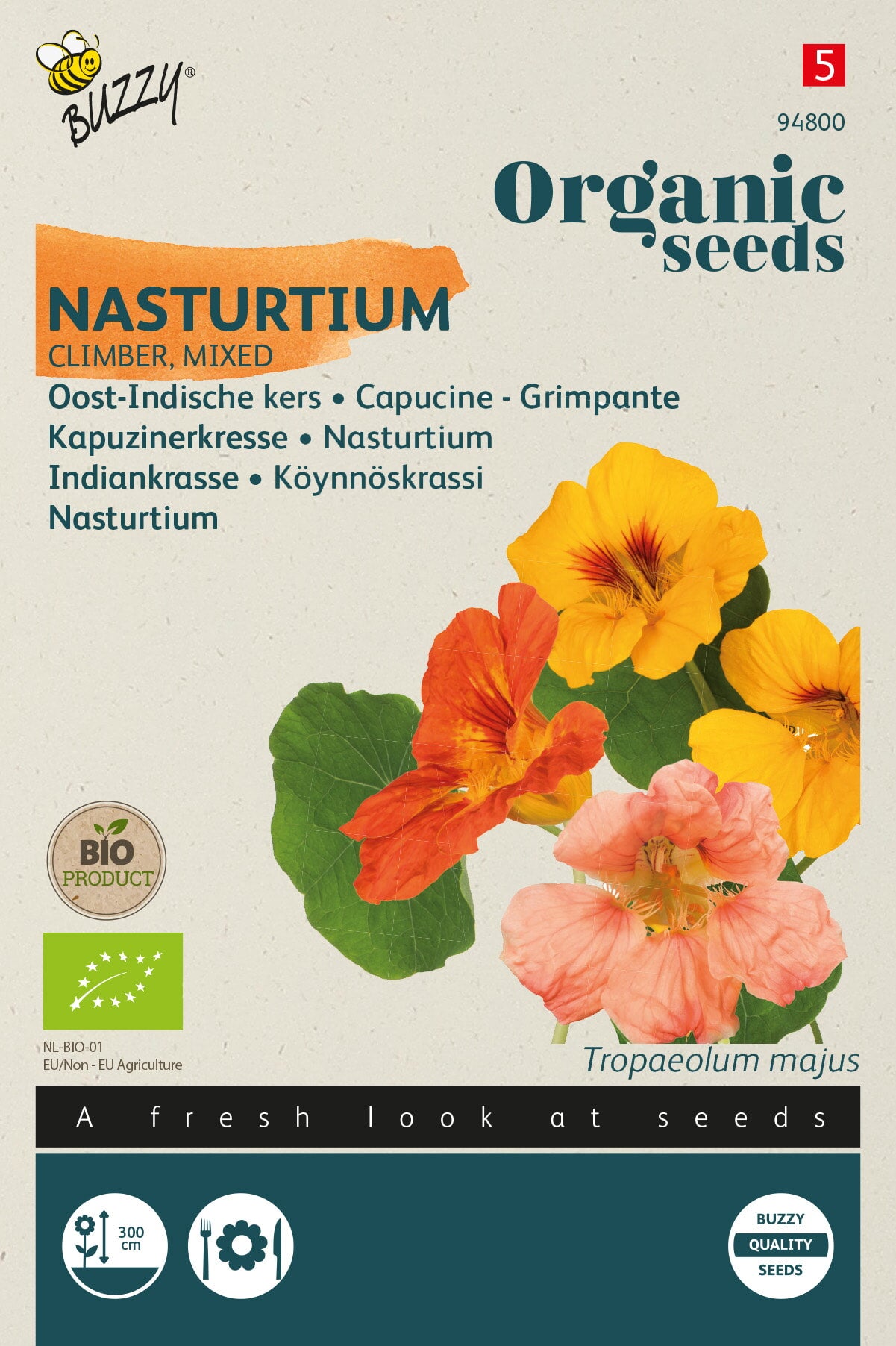 Buzzy Organic Seeds BIO Kapuzinerkresse Rankende Mischung