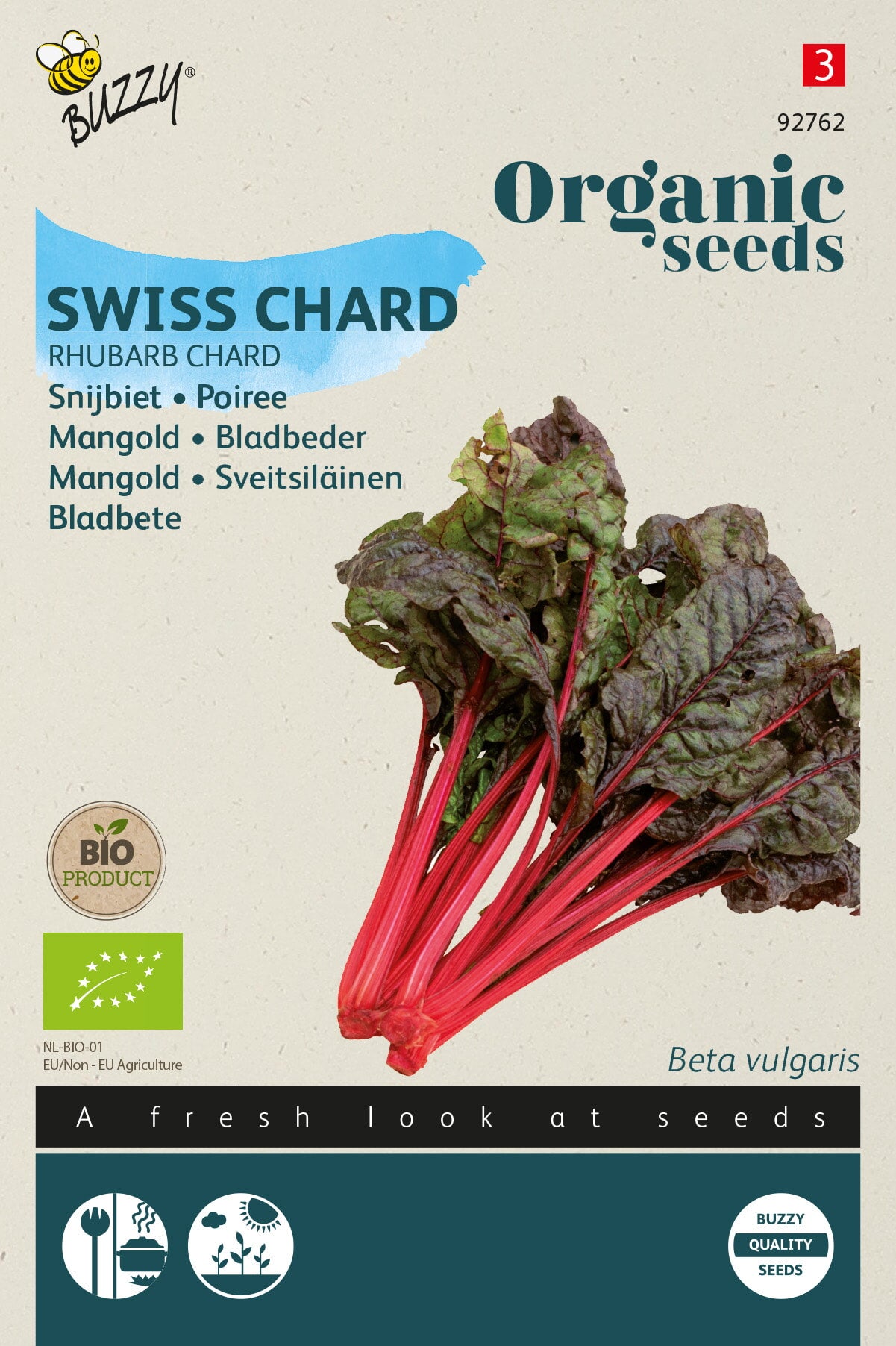 Buzzy Organic Seeds BIO Mangold Rhubarb Chard