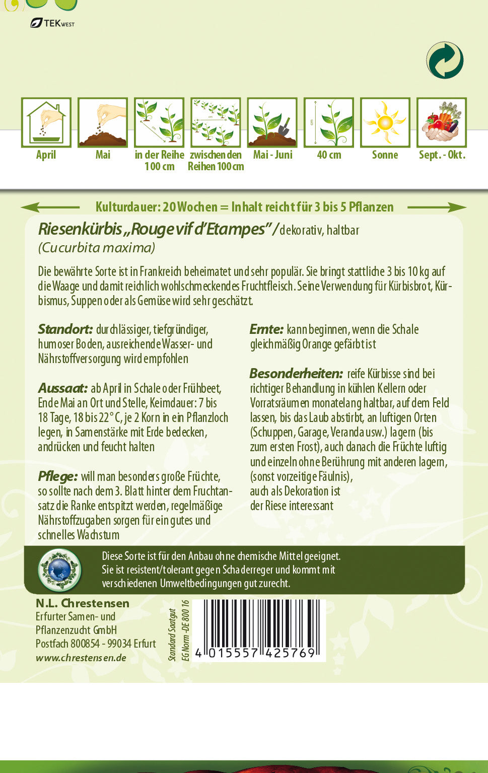 N.L. Chrestensen Riesenkürbis Rouge vif d´Etampes