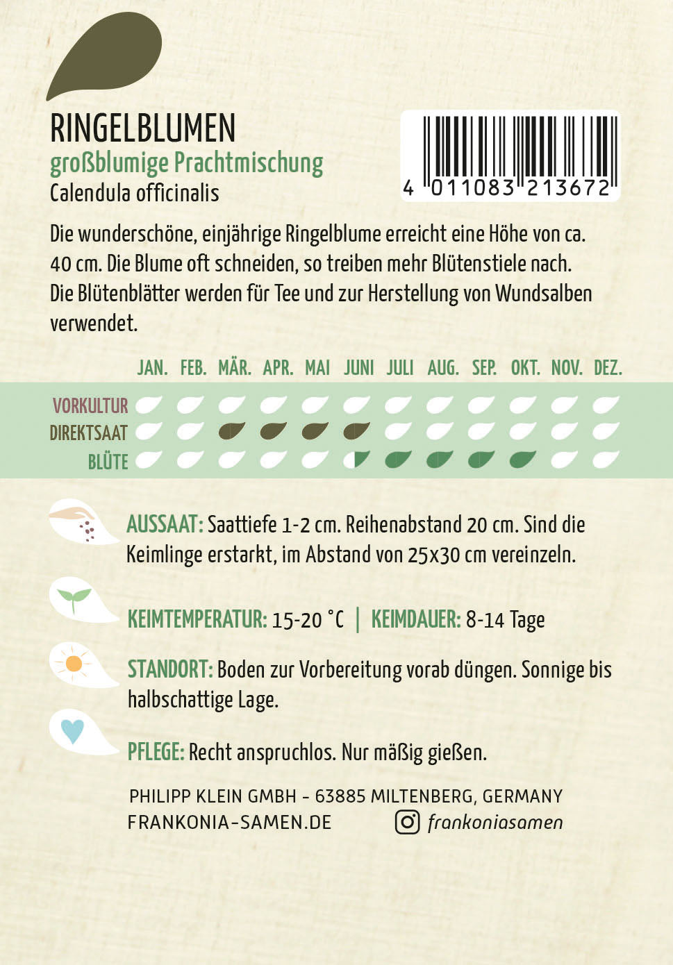 Frankonia Samen Ringelblumen großblumige Prachtmischung